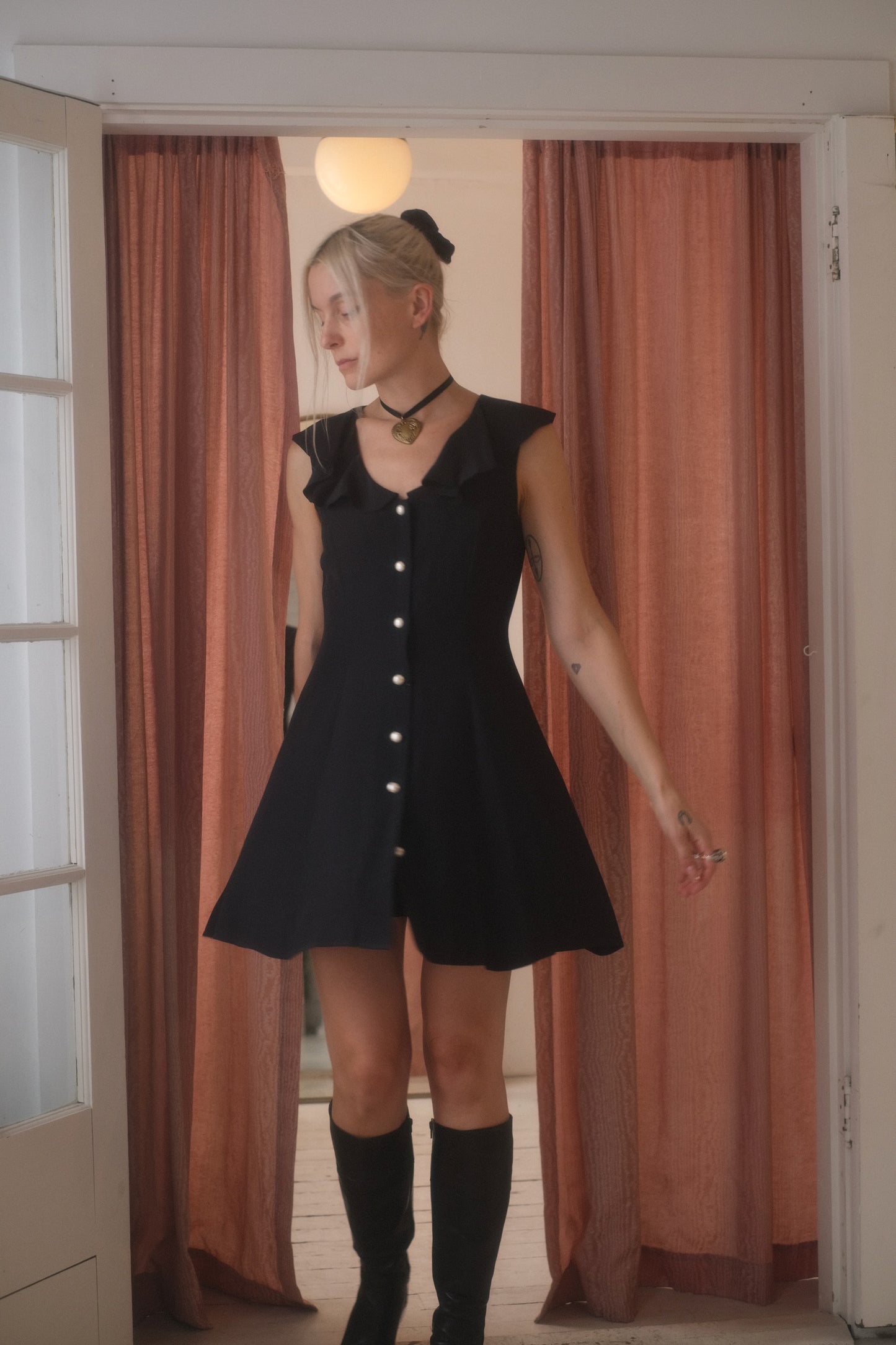 1980s Ruffle Mini Dress