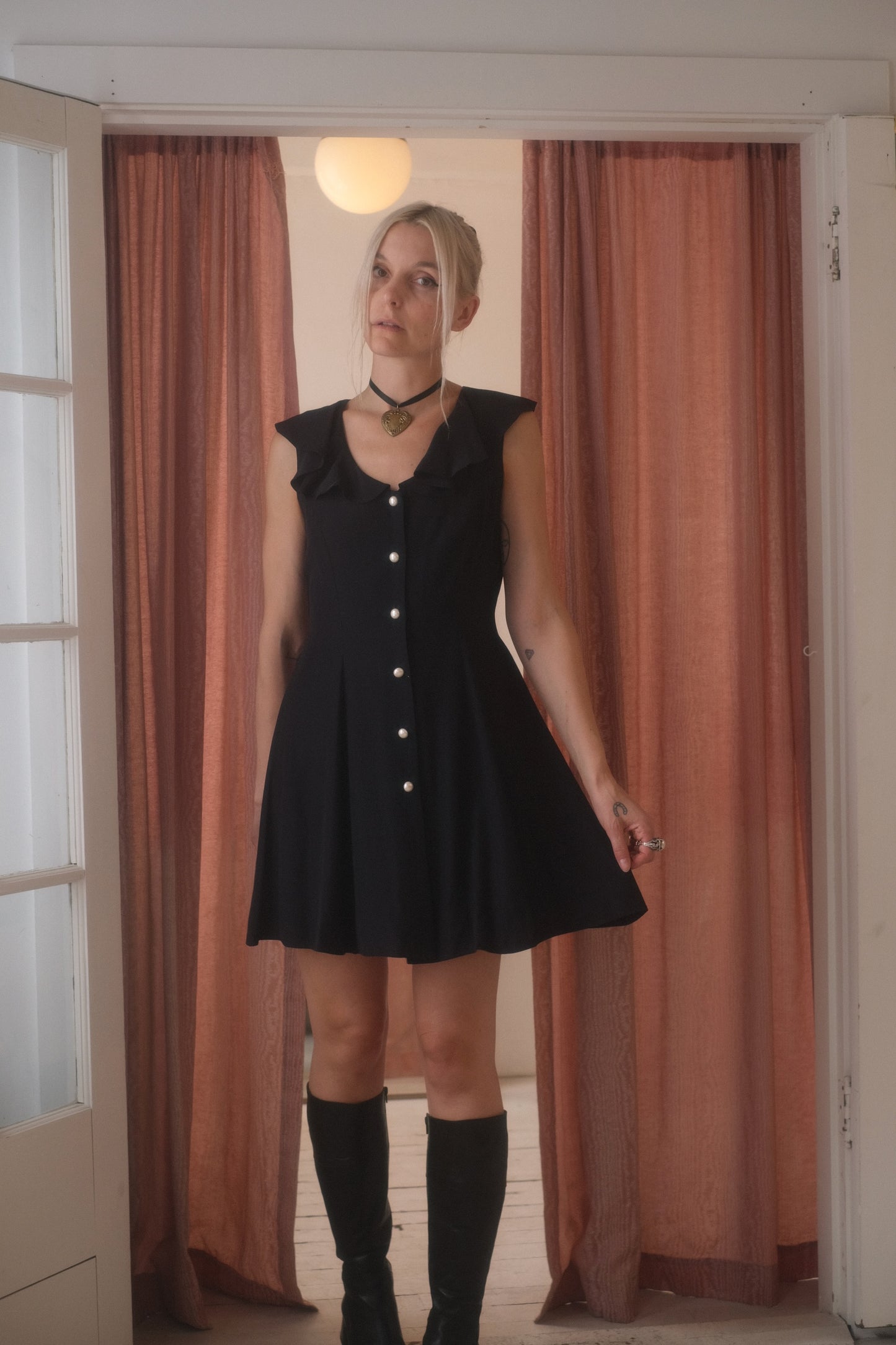 1980s Ruffle Mini Dress