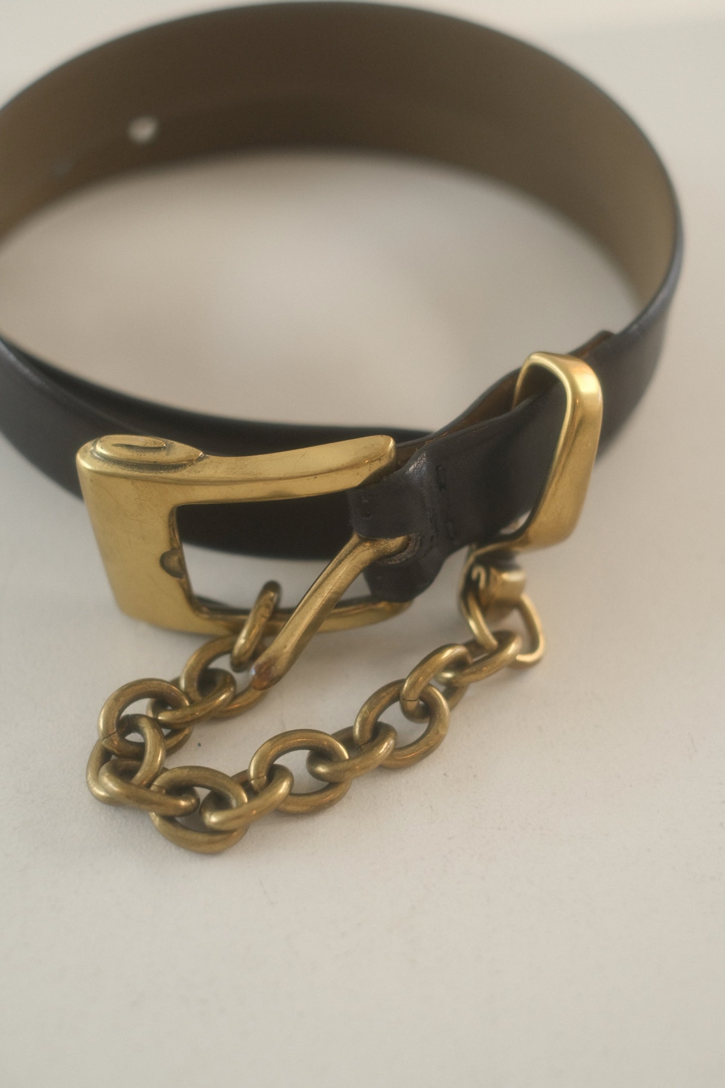 1990s DKNY Chain + Leather Belt