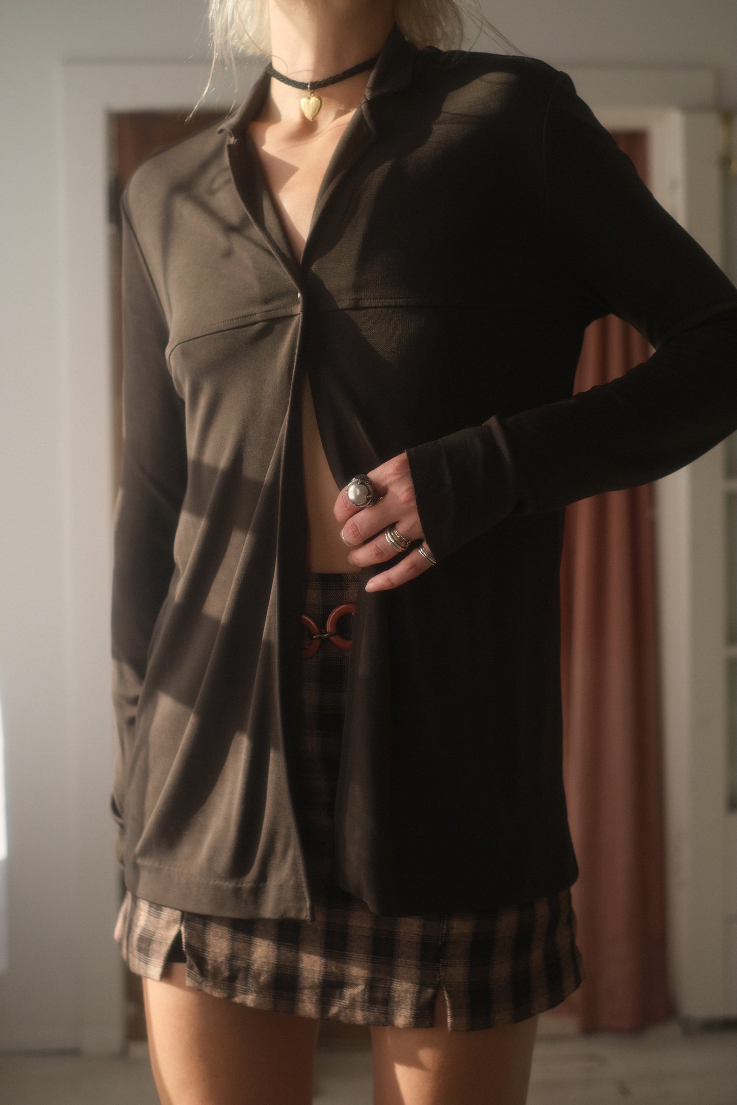 1990s Olive Cardi Top