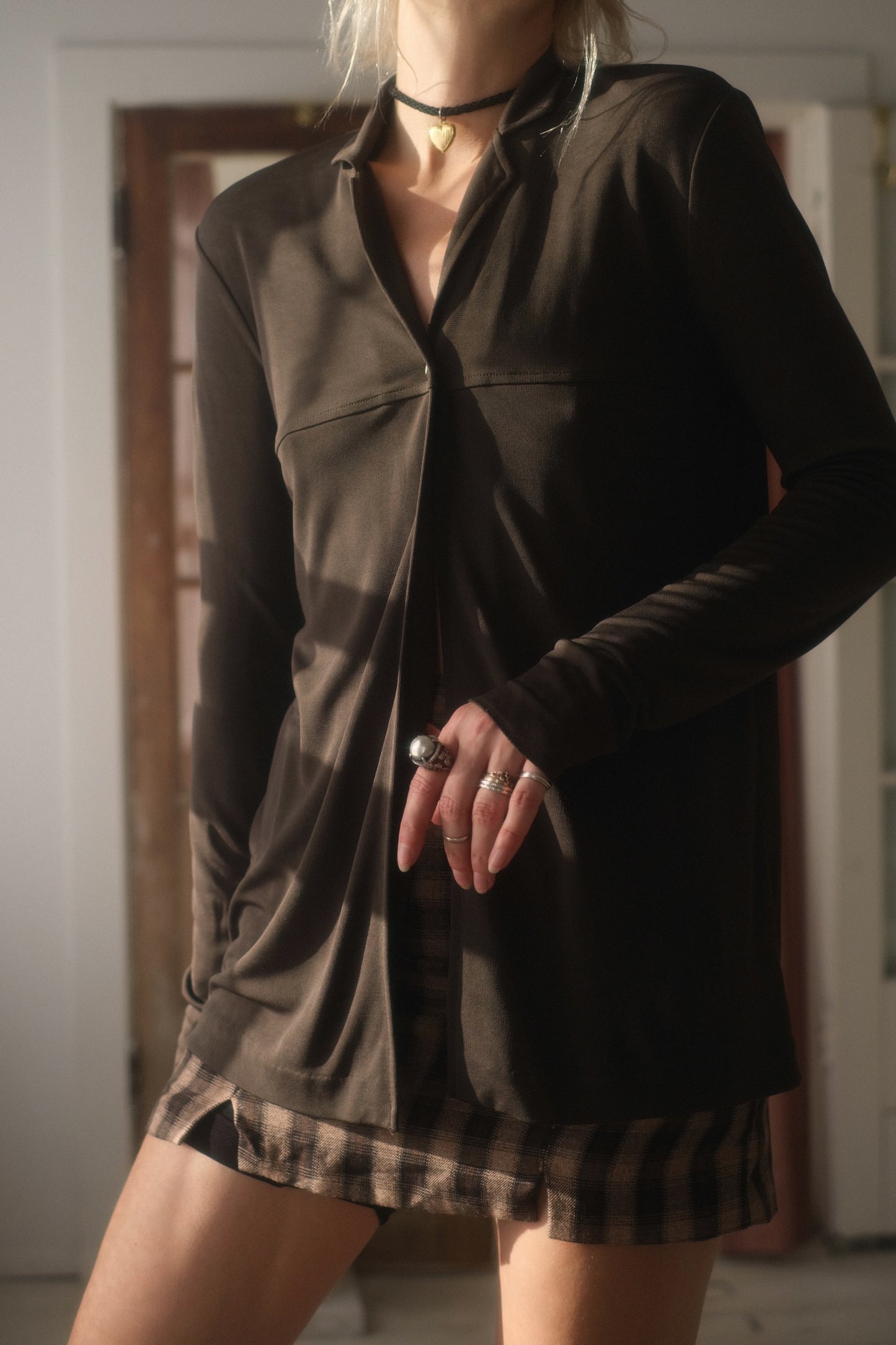 1990s Olive Cardi Top
