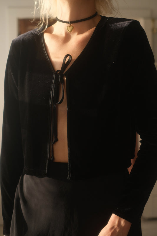 2000s Velvet + Ribbon Cardigan