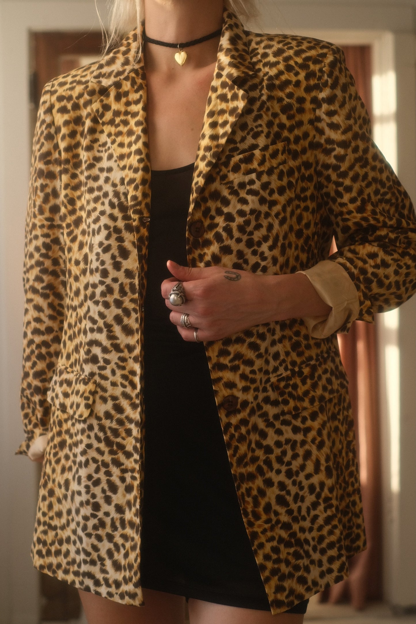 2000s Silk Cheetah Blazer