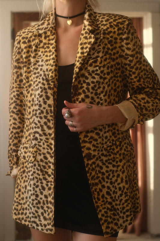 2000s Silk Cheetah Blazer