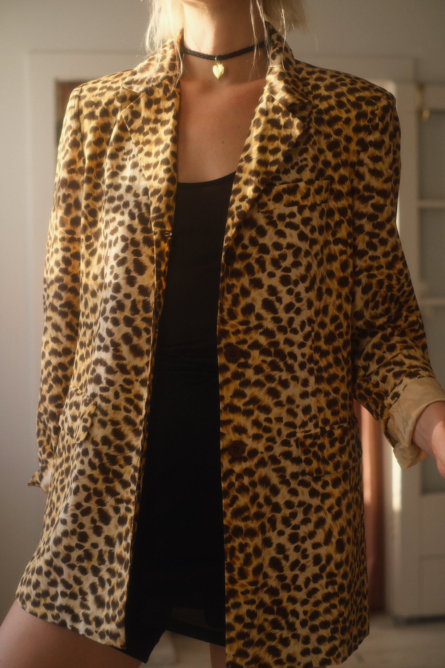 2000s Silk Cheetah Blazer