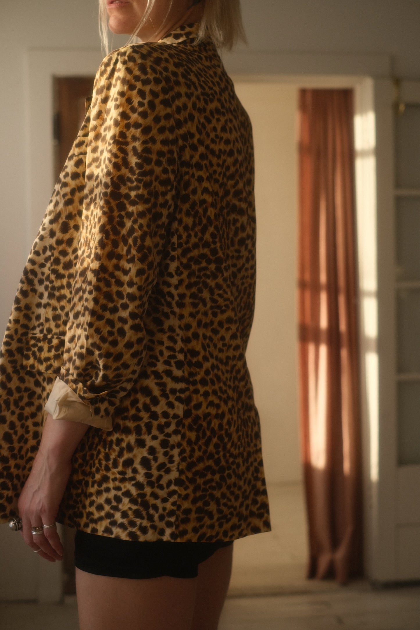 2000s Silk Cheetah Blazer