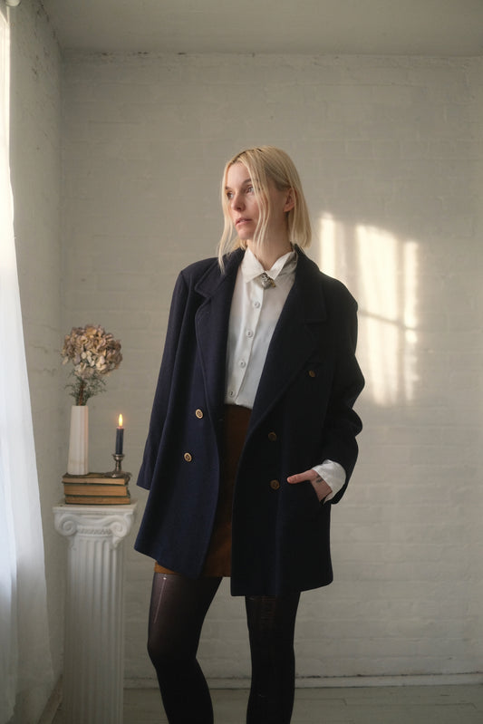 1980s Navy + Gold Peacoat