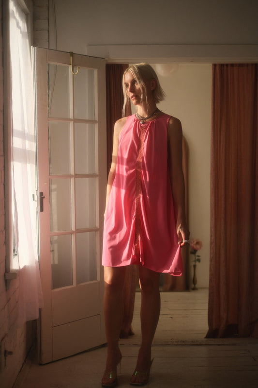 1960s Neon Pink Mini Dress