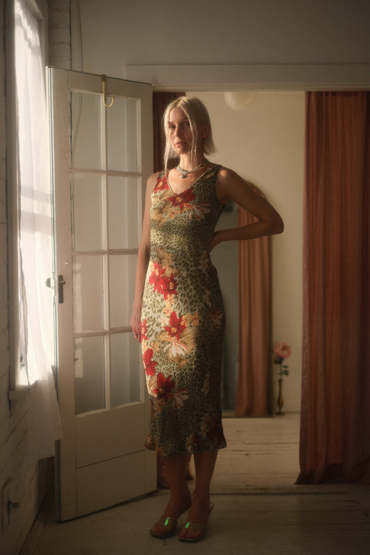 2000s Silk Leopard Gown