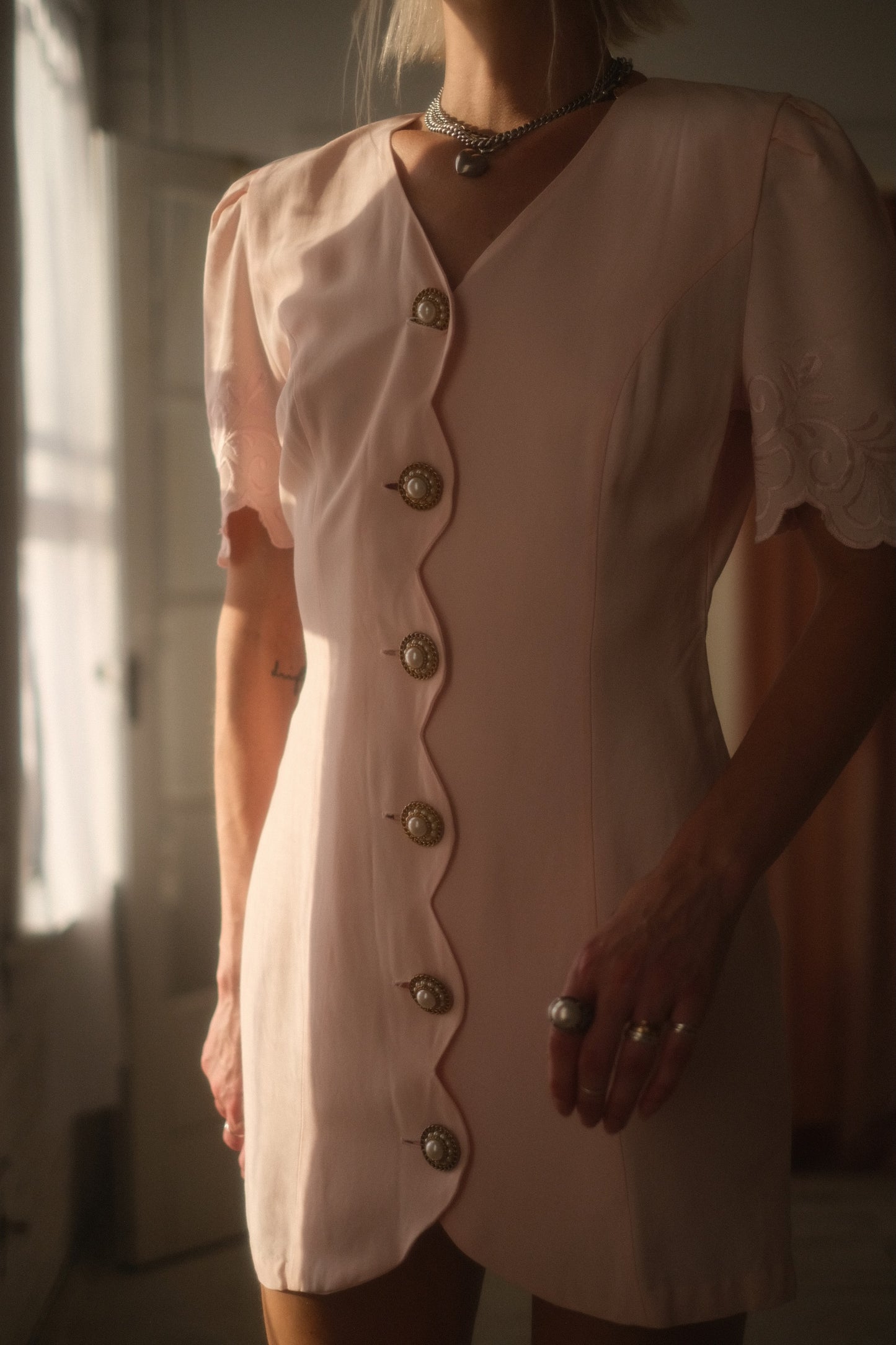 1980s Pink Pearl Dress