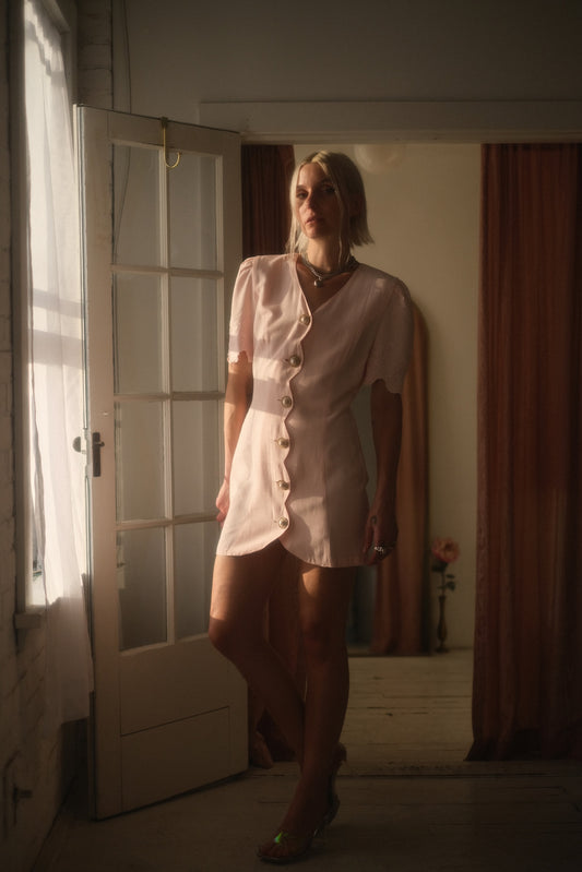 1980s Pink Pearl Dress