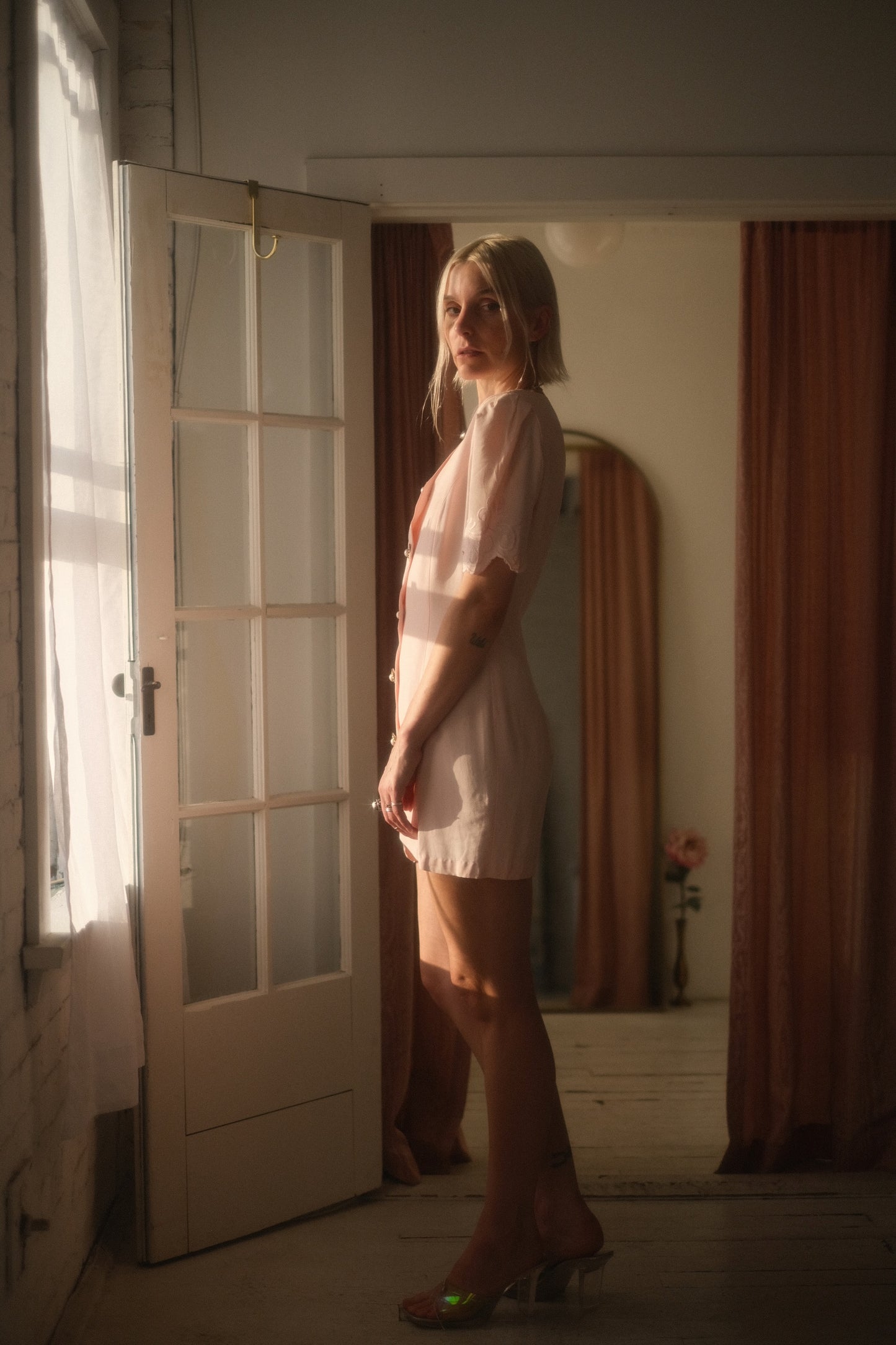 1980s Pink Pearl Dress