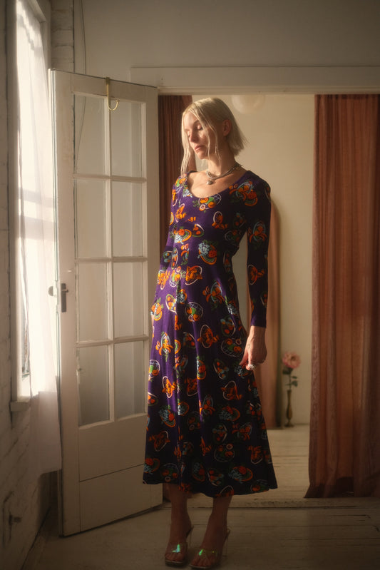 1970s Fruit Maxi Dress