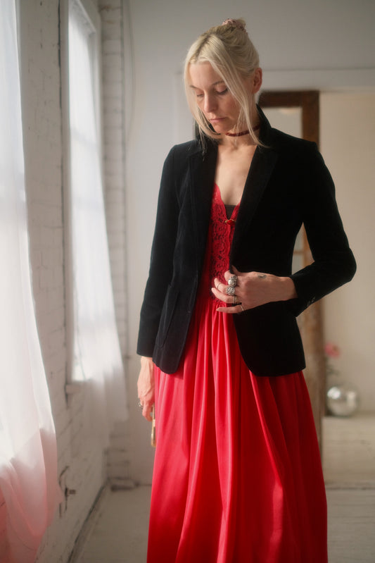 1980s Noir Velvet Suit Jacket