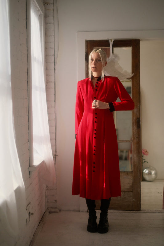1980s Crimson + Velvet Jacket / Dress
