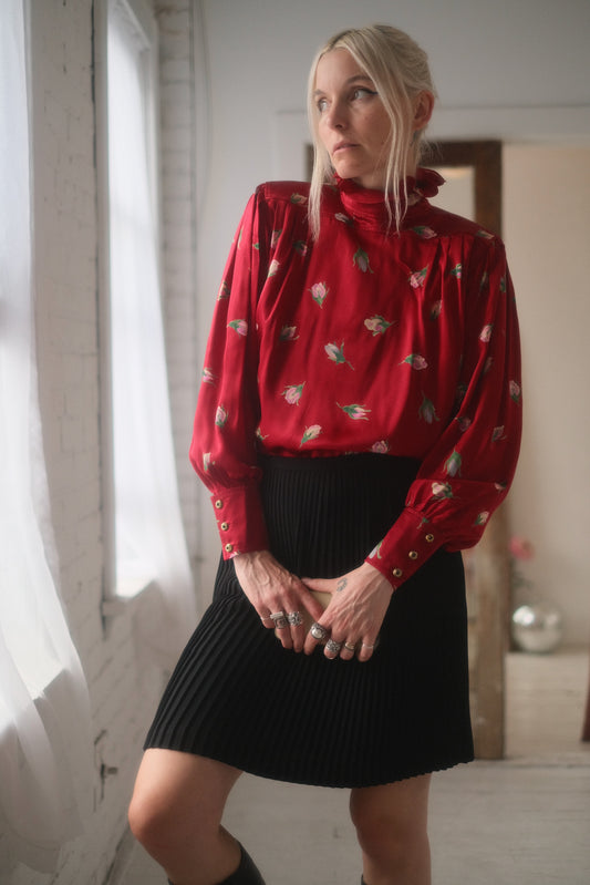 1980s Ungaro Silk Rose Blouse