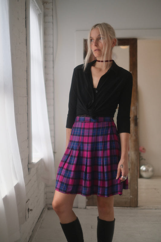 1990s Magenta Plaid MIni