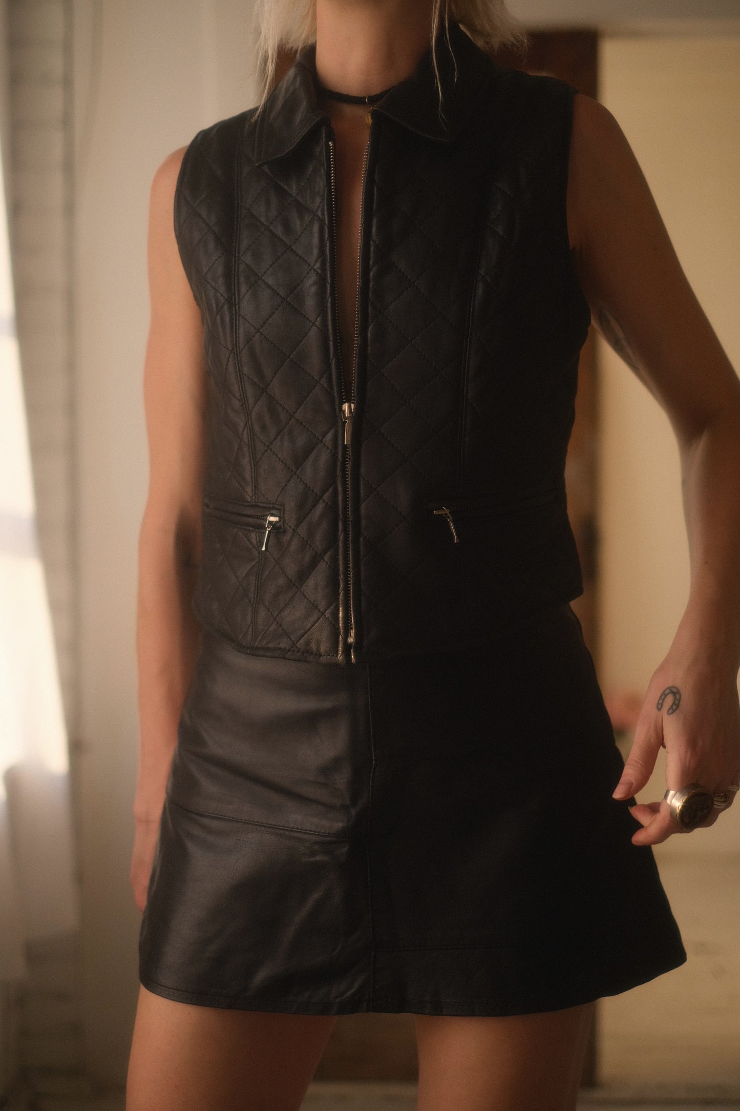1990s Quilted Leather Vest
