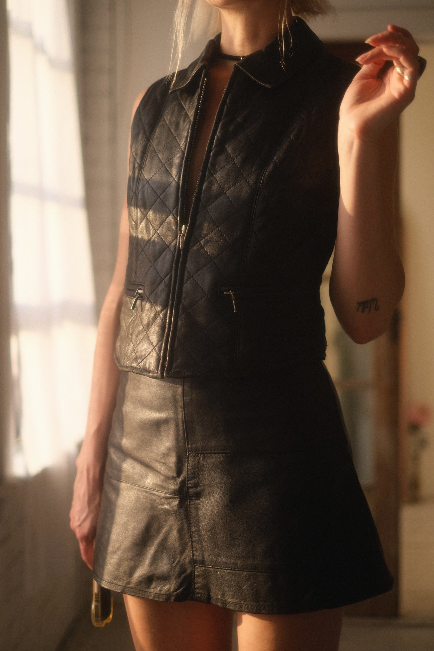 1990s Quilted Leather Vest