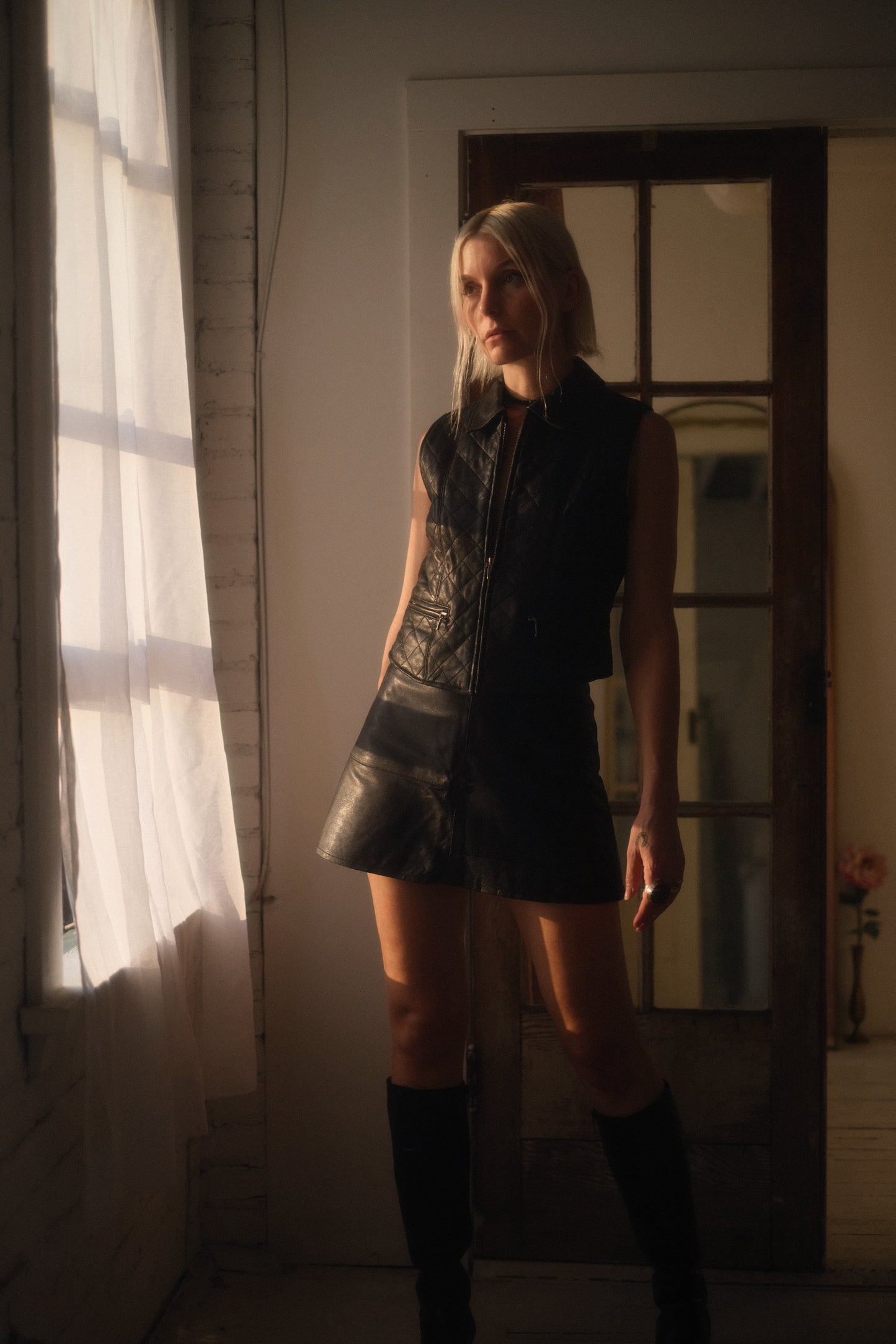 1980s Leather Mini Skirt