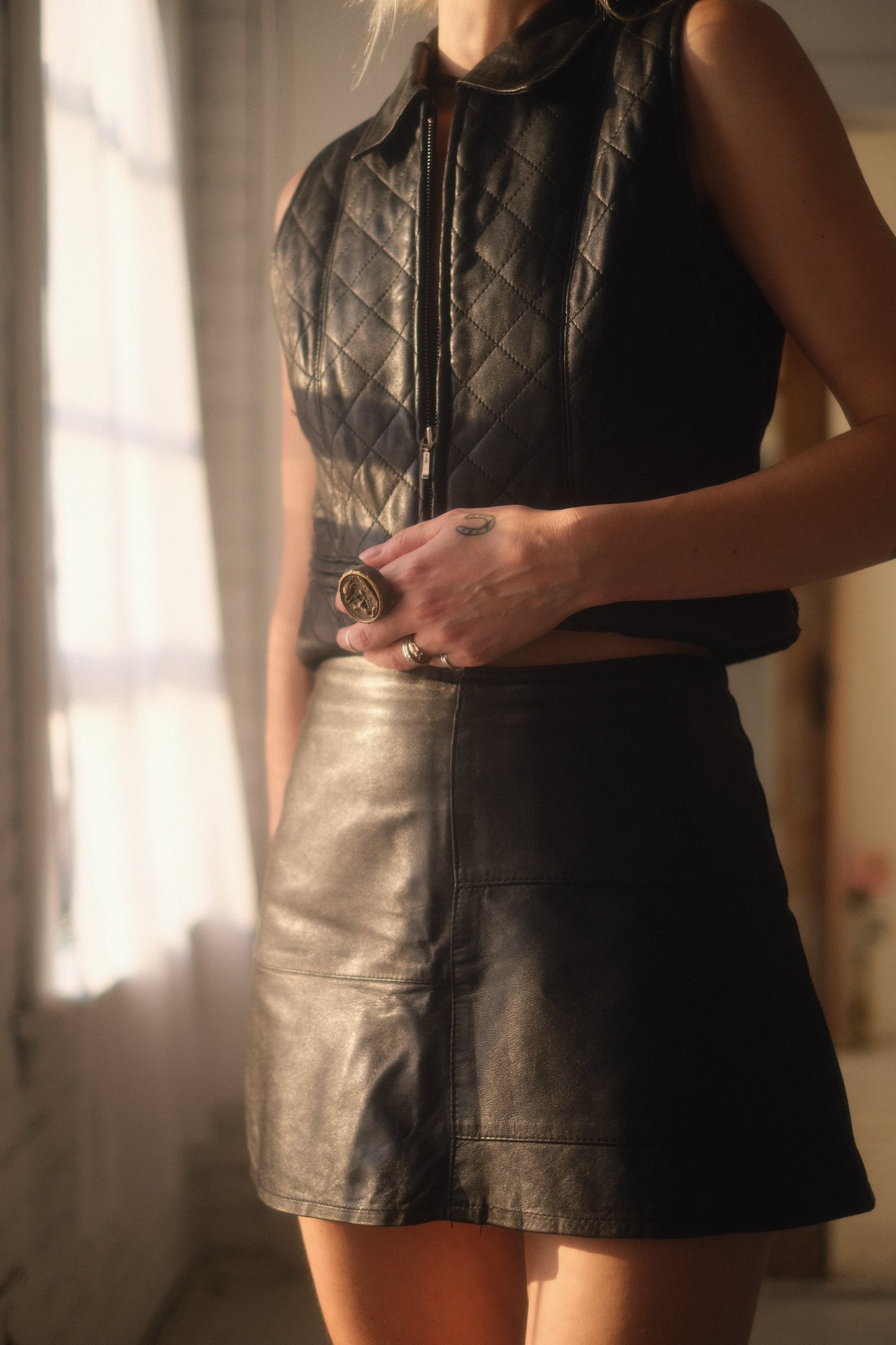 1980s Leather Mini Skirt