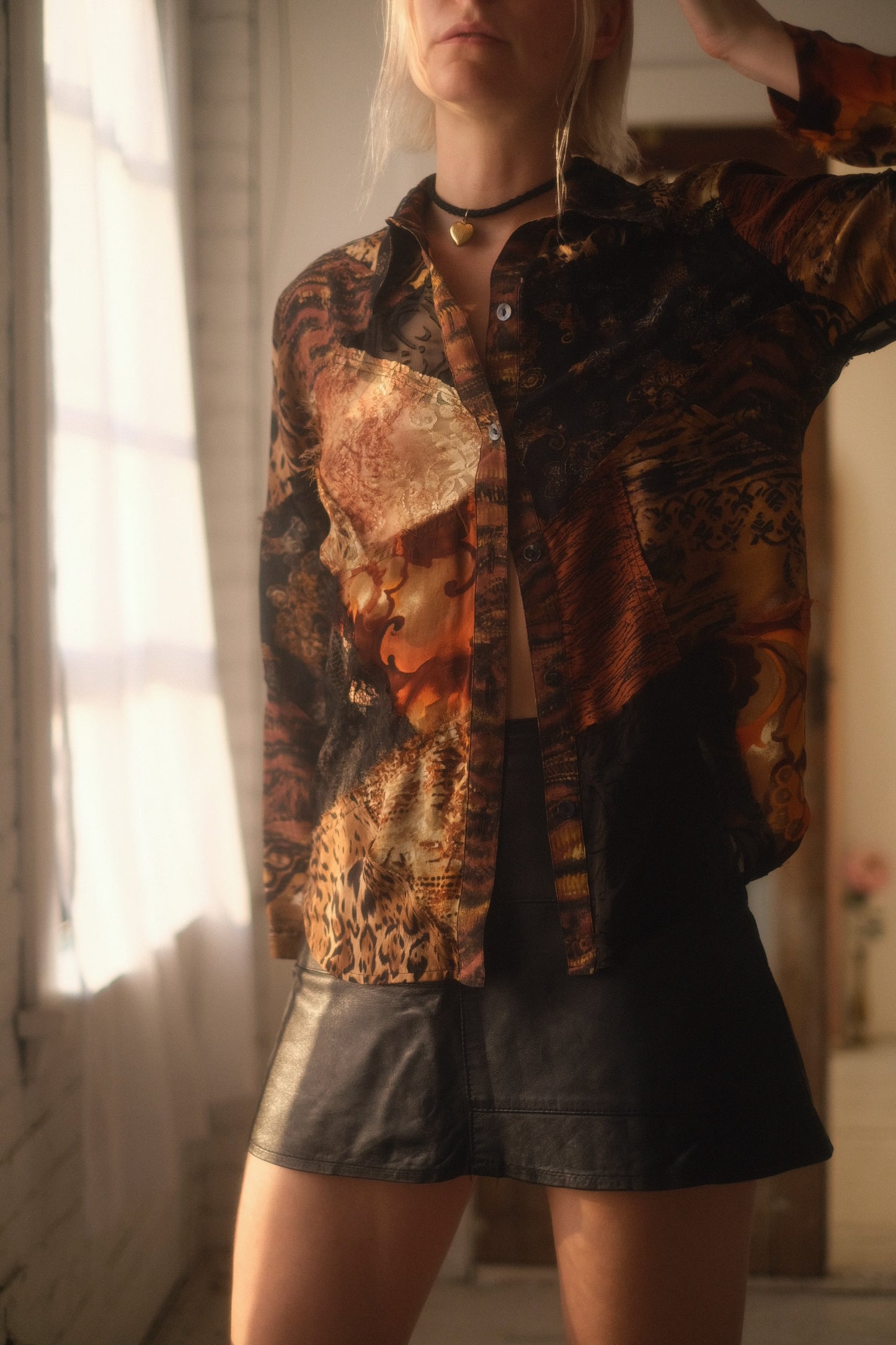 2000s Patchwork Silk Blouse