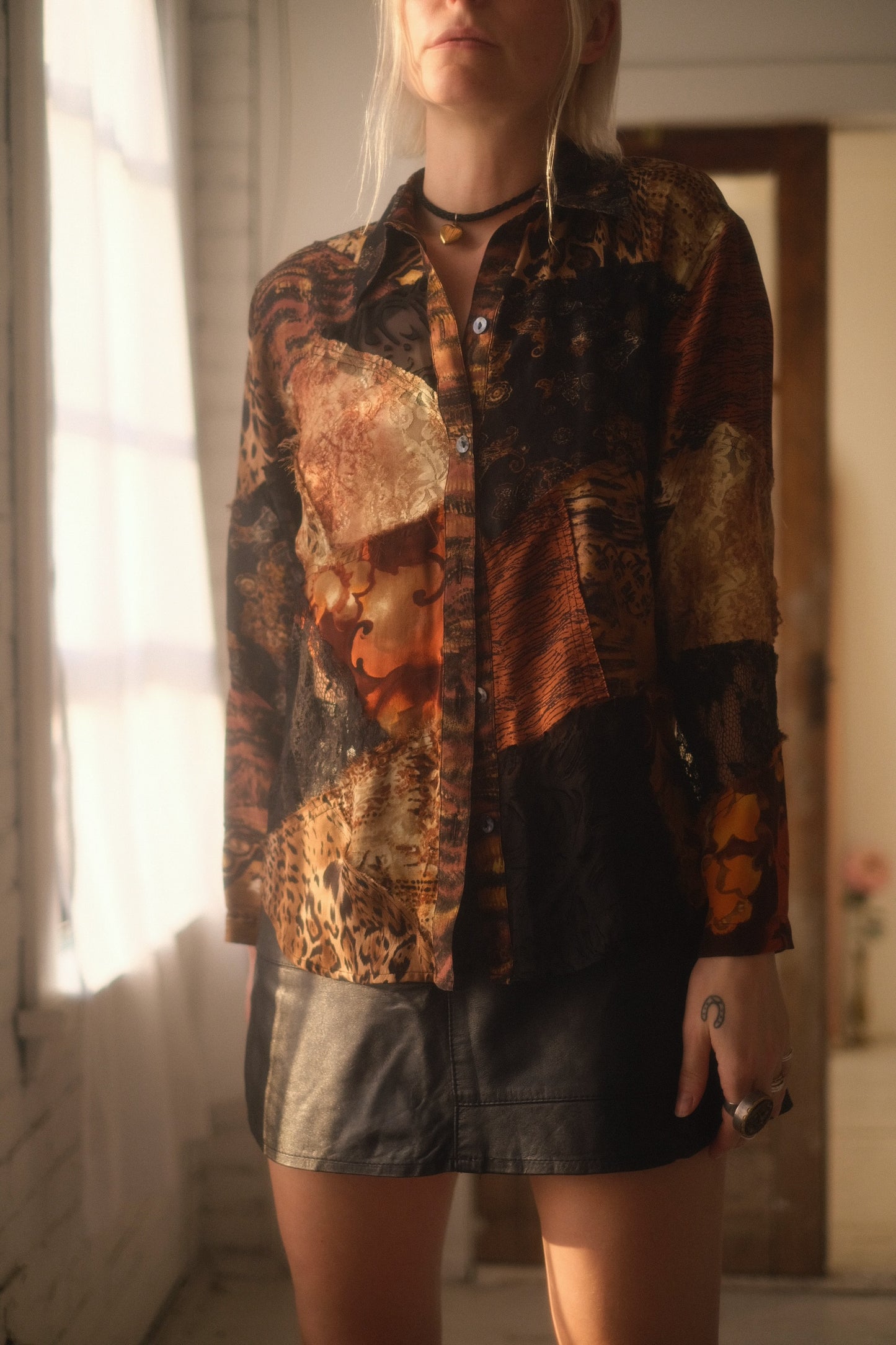 2000s Patchwork Silk Blouse