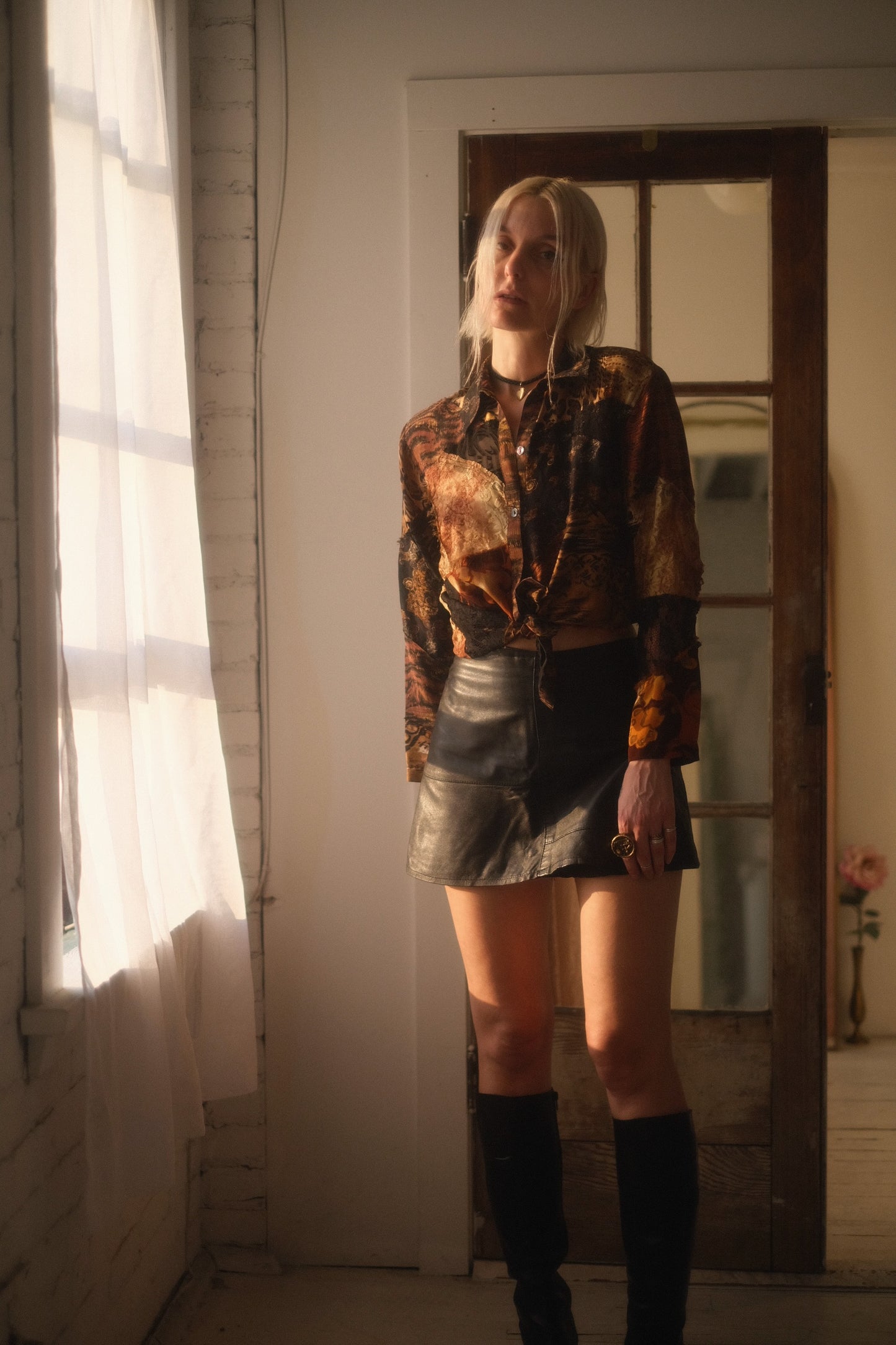 2000s Patchwork Silk Blouse