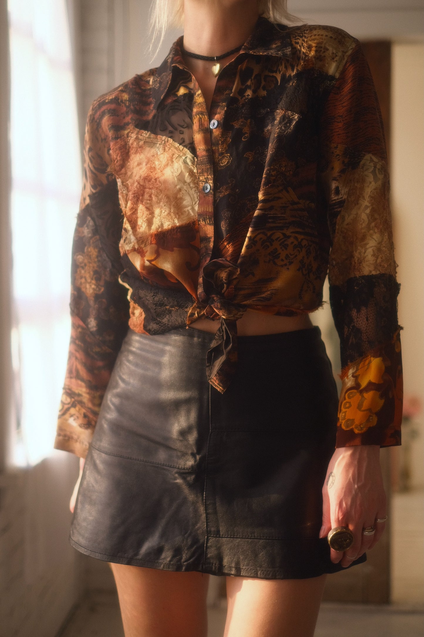 1980s Leather Mini Skirt