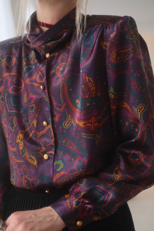 1980s Amethyst Paisley Blouse