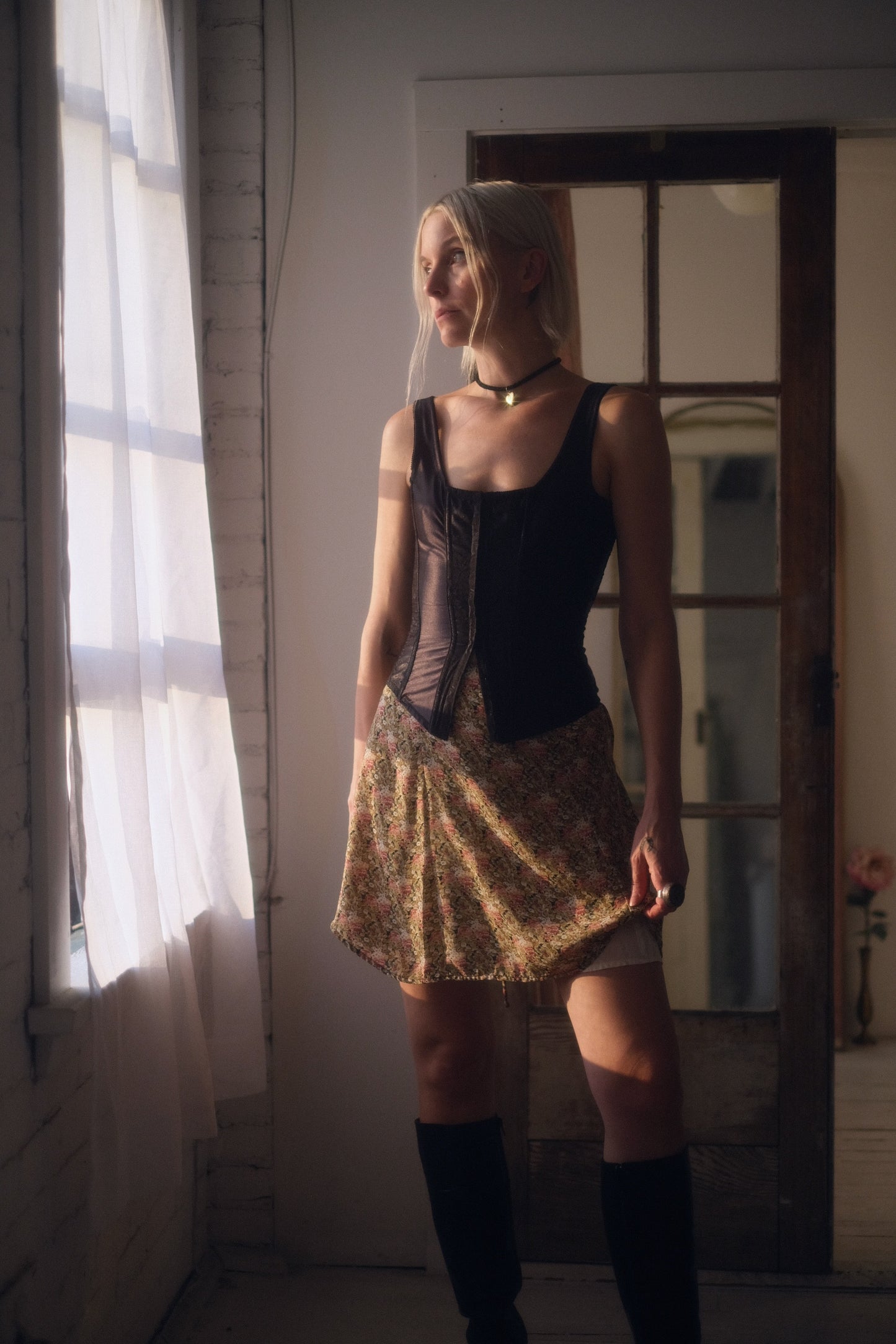 1990s Floral Mini Skirt