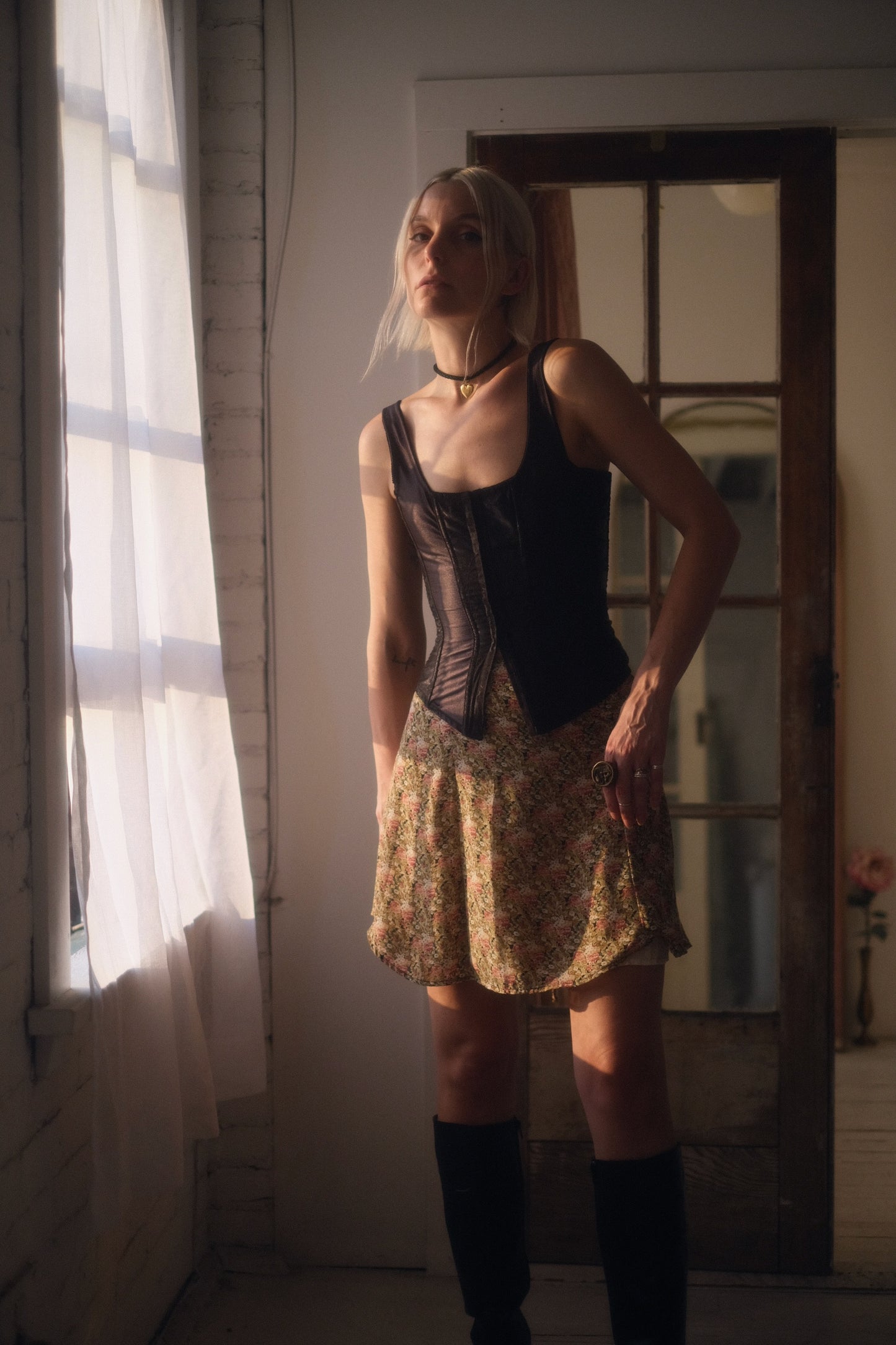 1990s Floral Mini Skirt