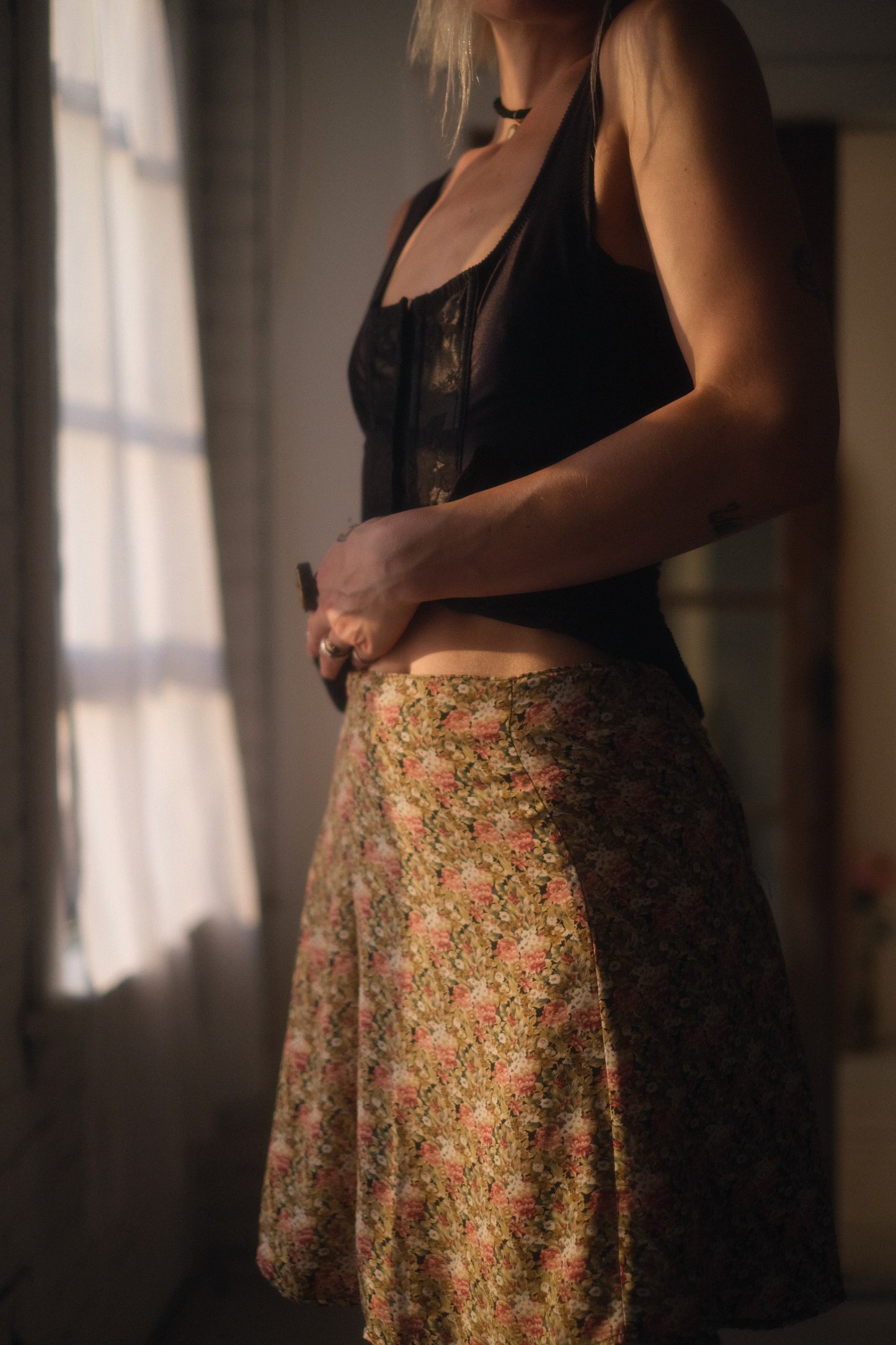 1990s Floral Mini Skirt