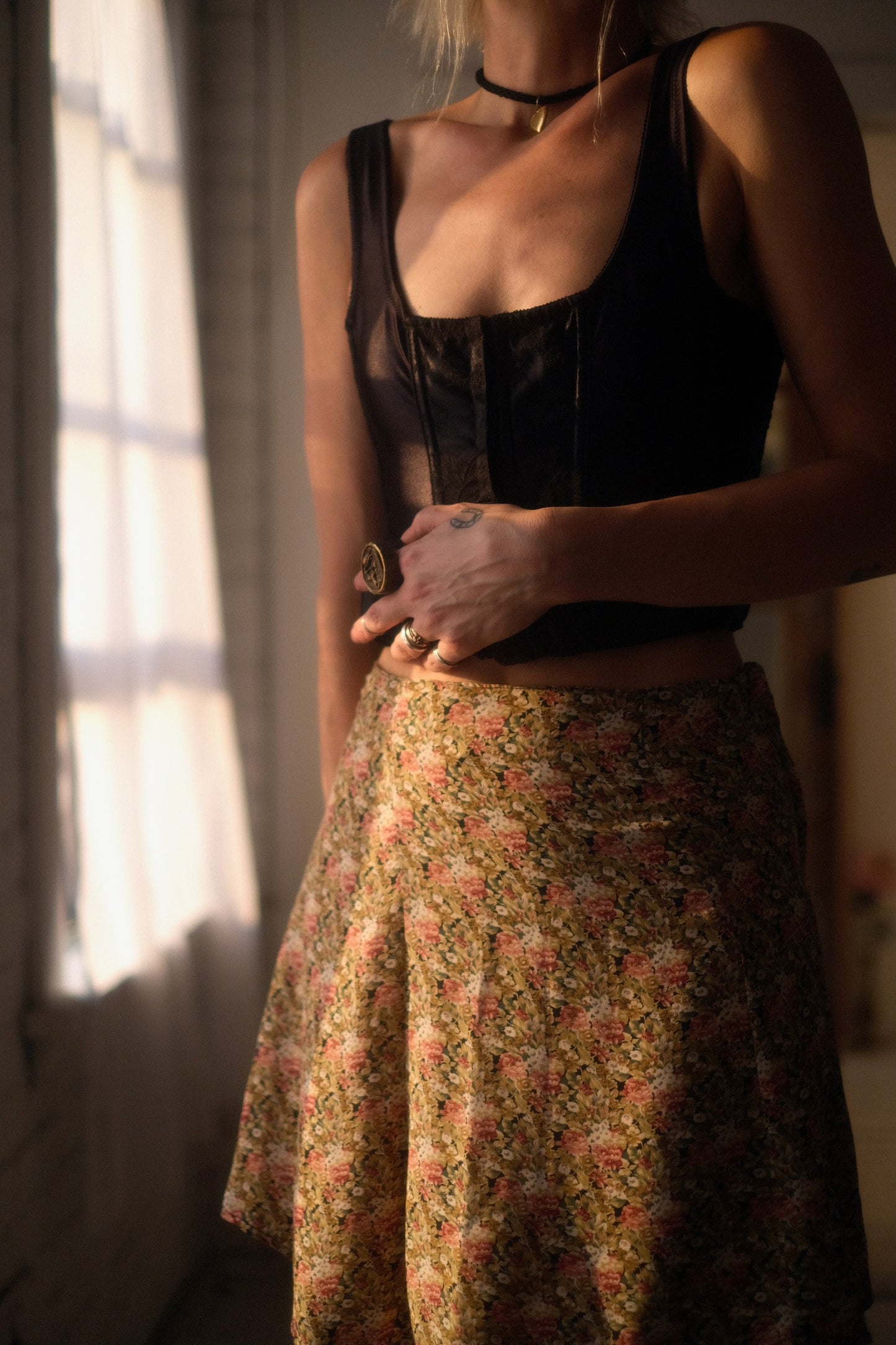 1990s Floral Mini Skirt