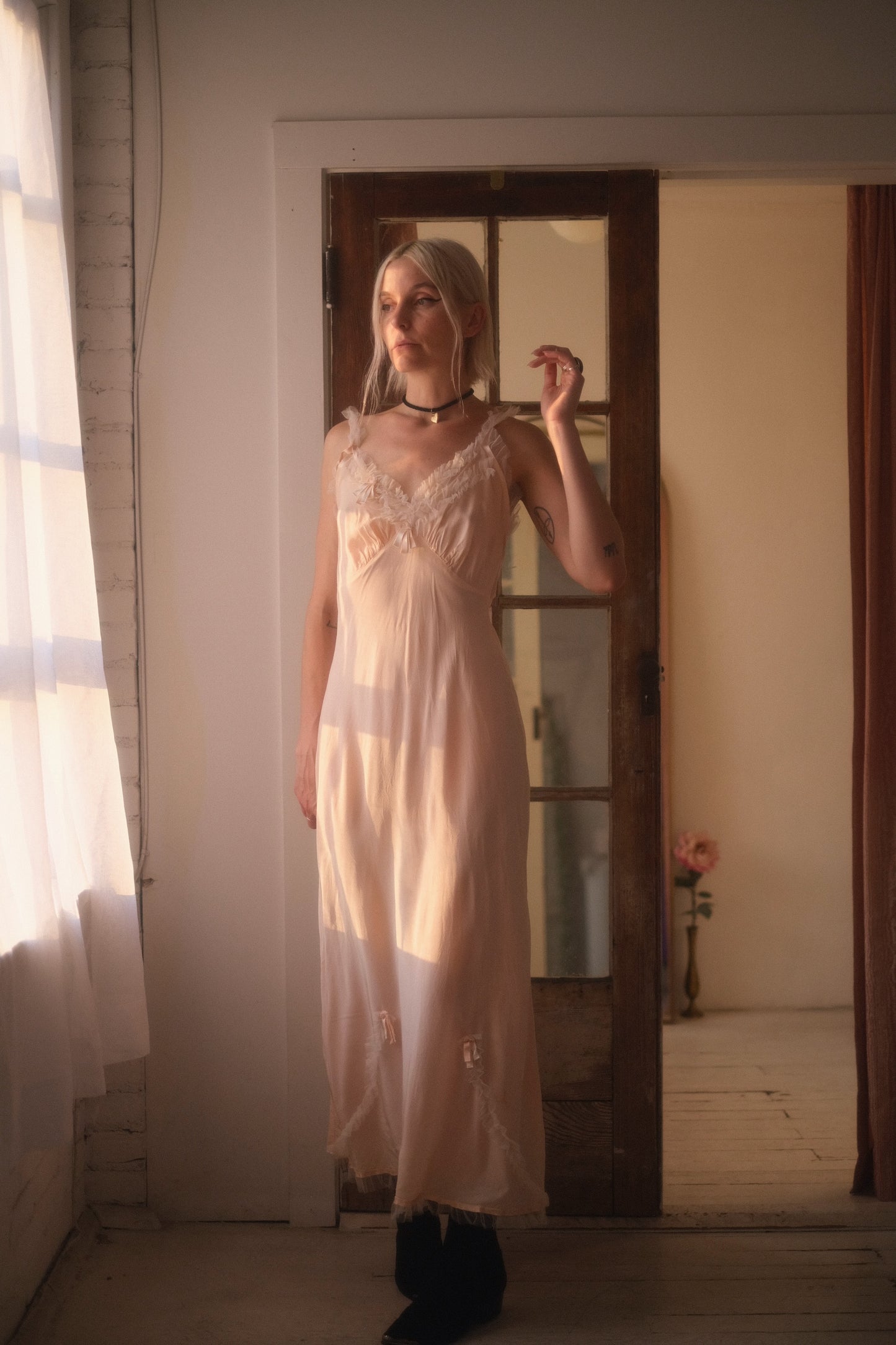 1940s Blush Bow Gown