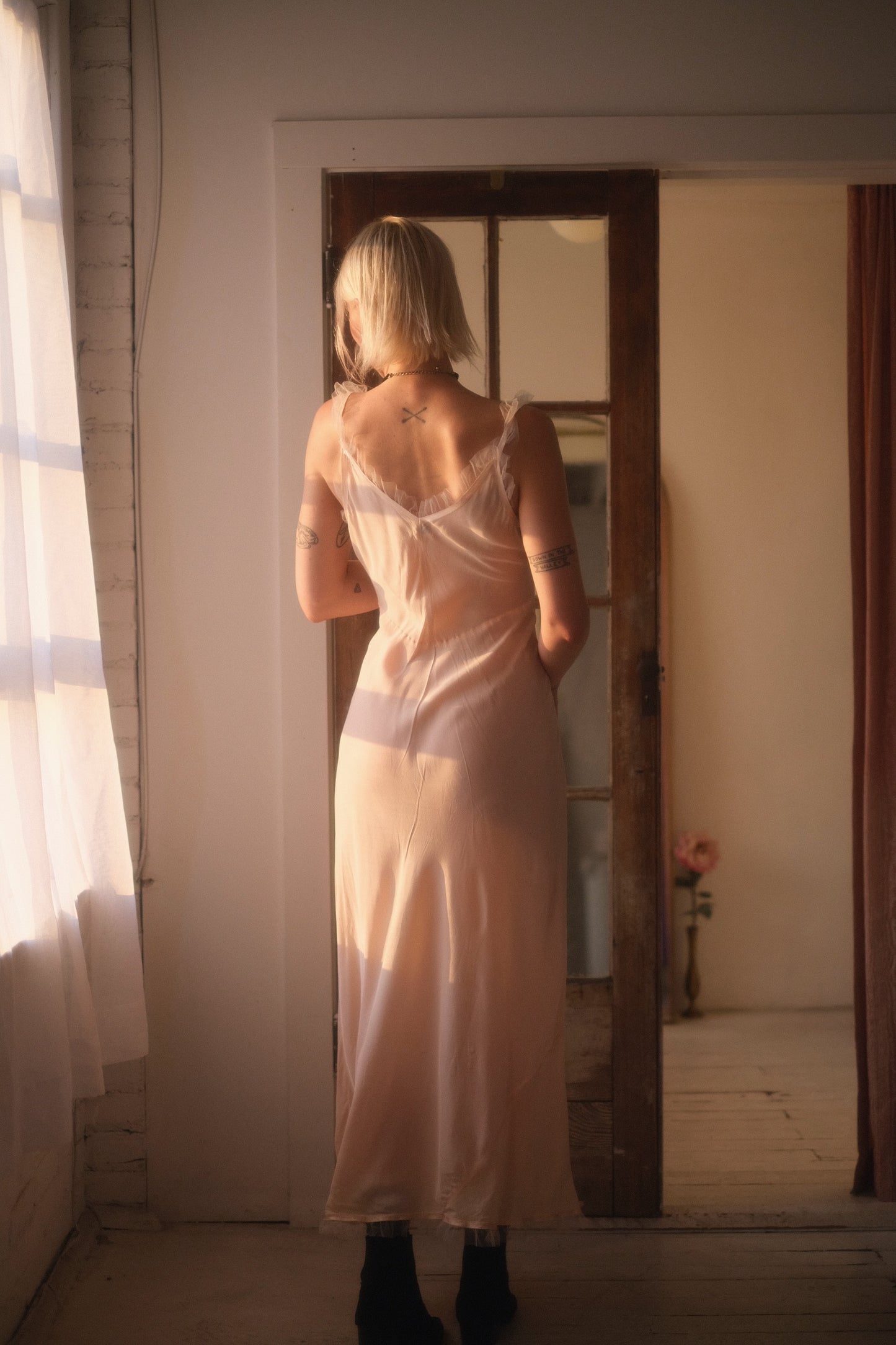1940s Blush Bow Gown