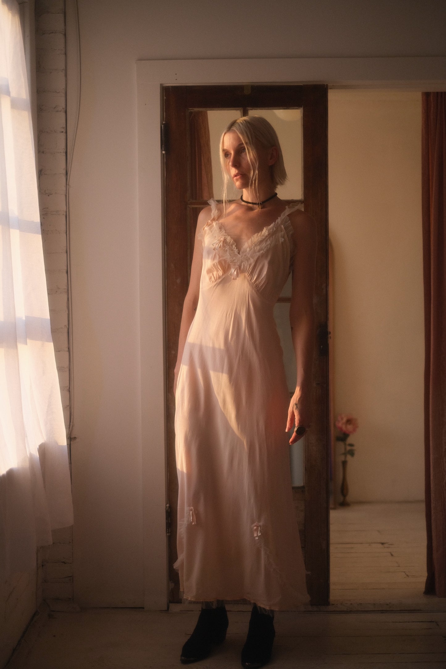1940s Blush Bow Gown