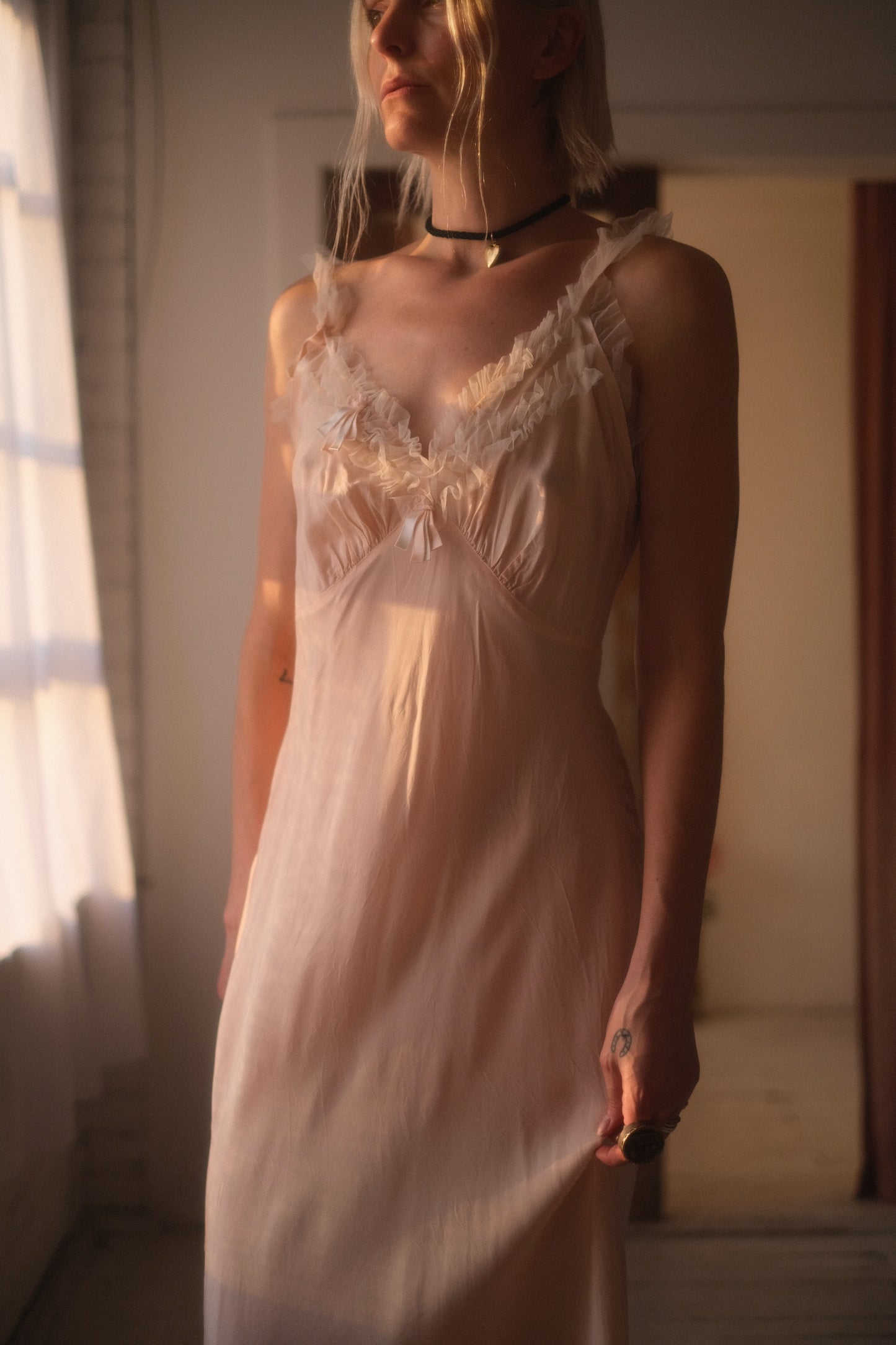 1940s Blush Bow Gown