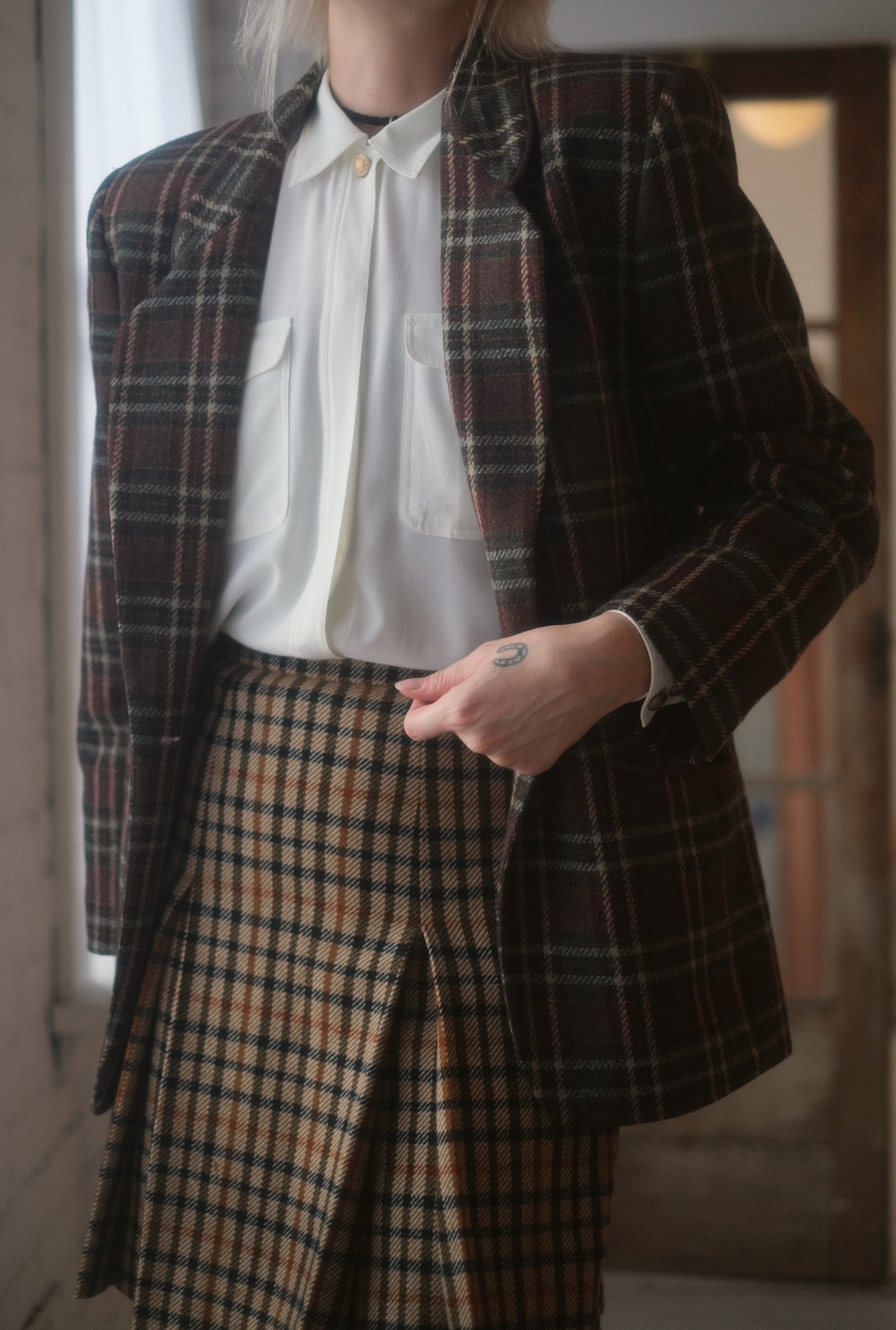 1980s Plum Plaid Blazer