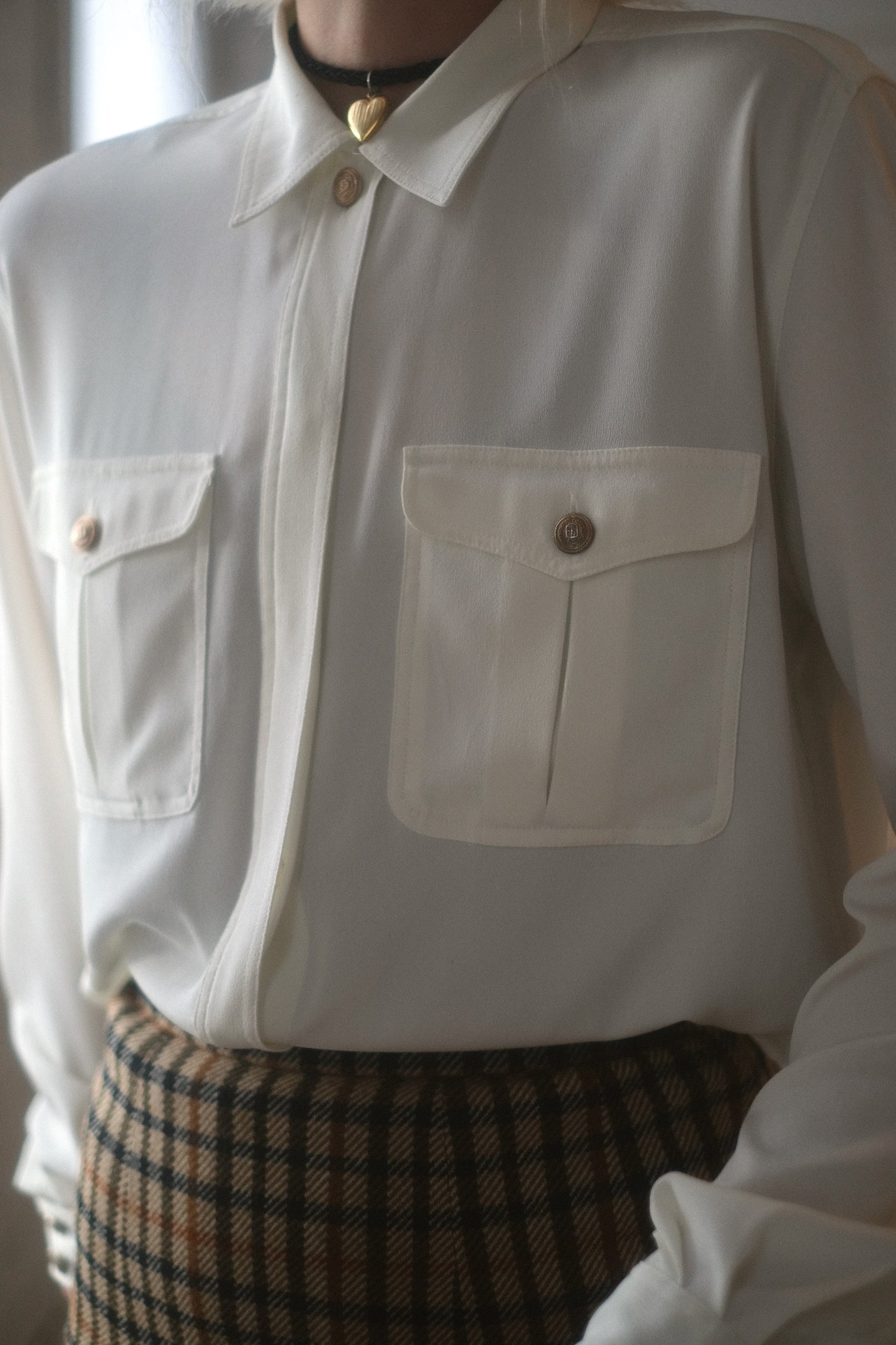 1980s Brass Button Up