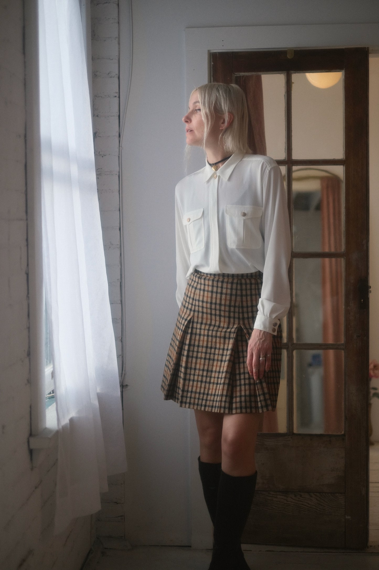 1970s Plaid Pleat Skirt