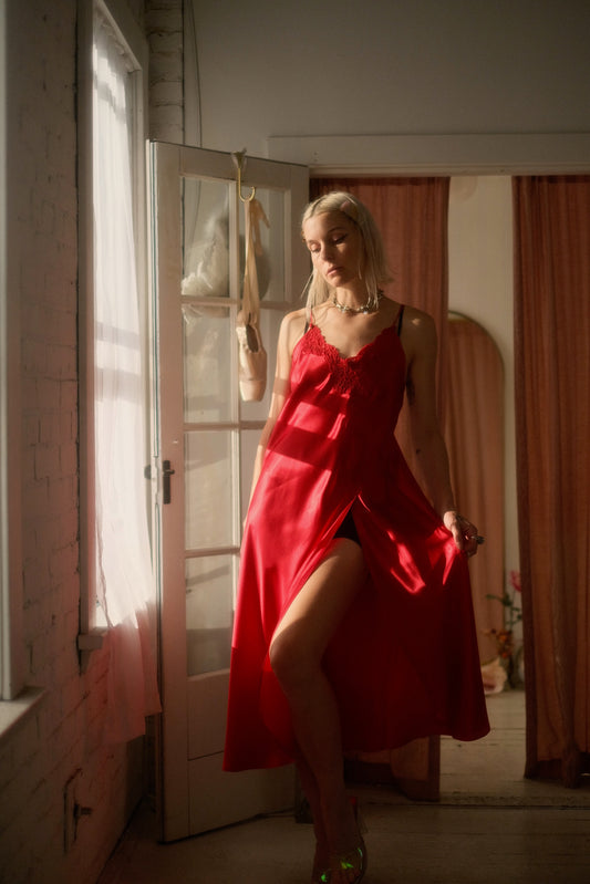 1990s Rose Slip Gown