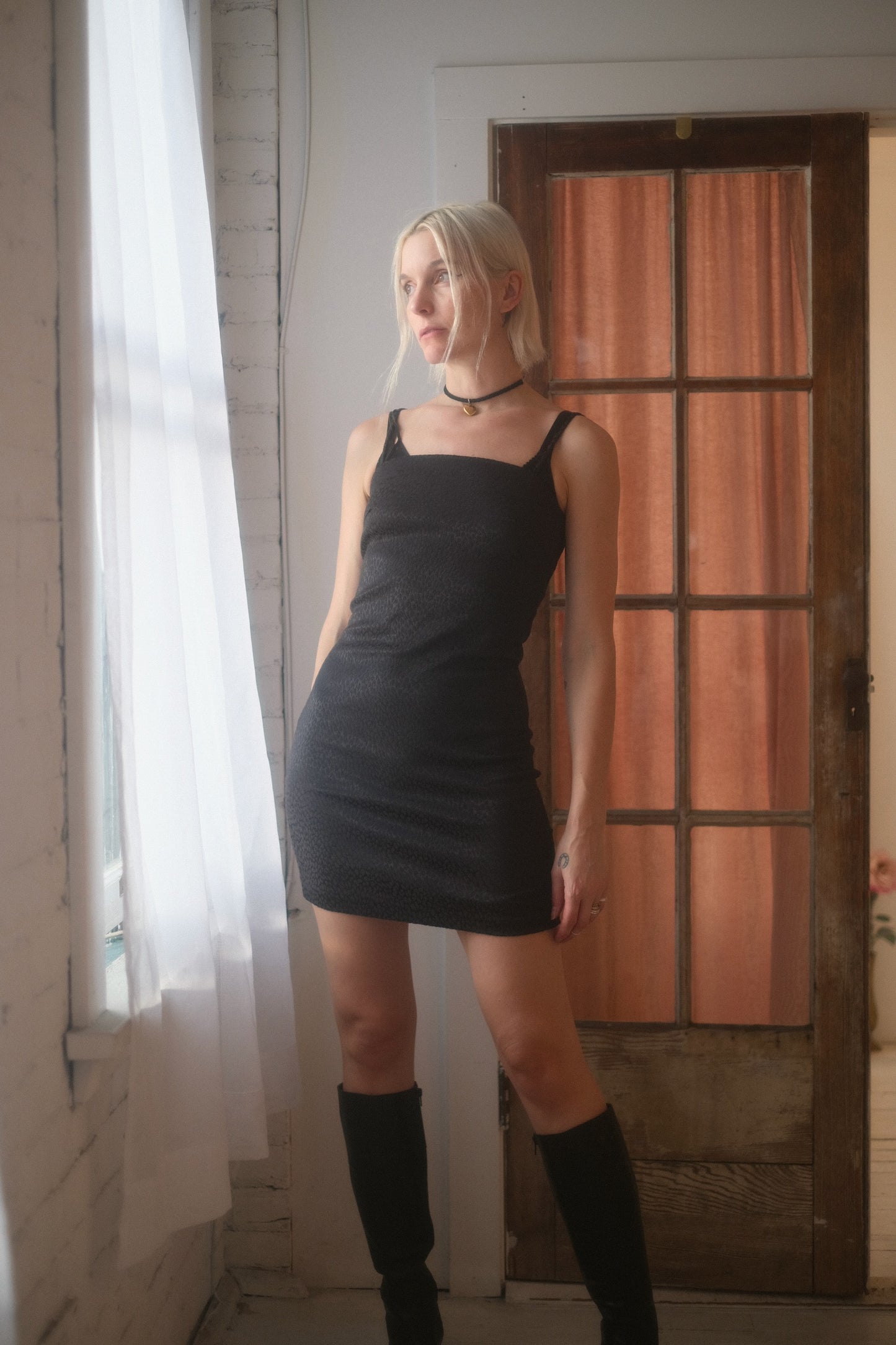 1990s Satin Brocade Dress
