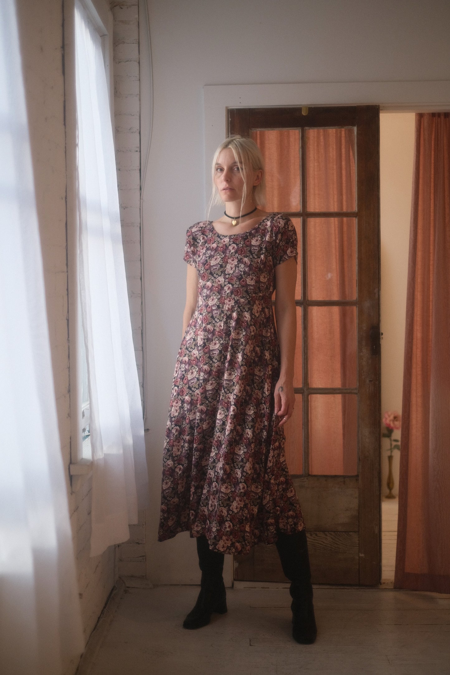 1990s Autumn Rose Dress