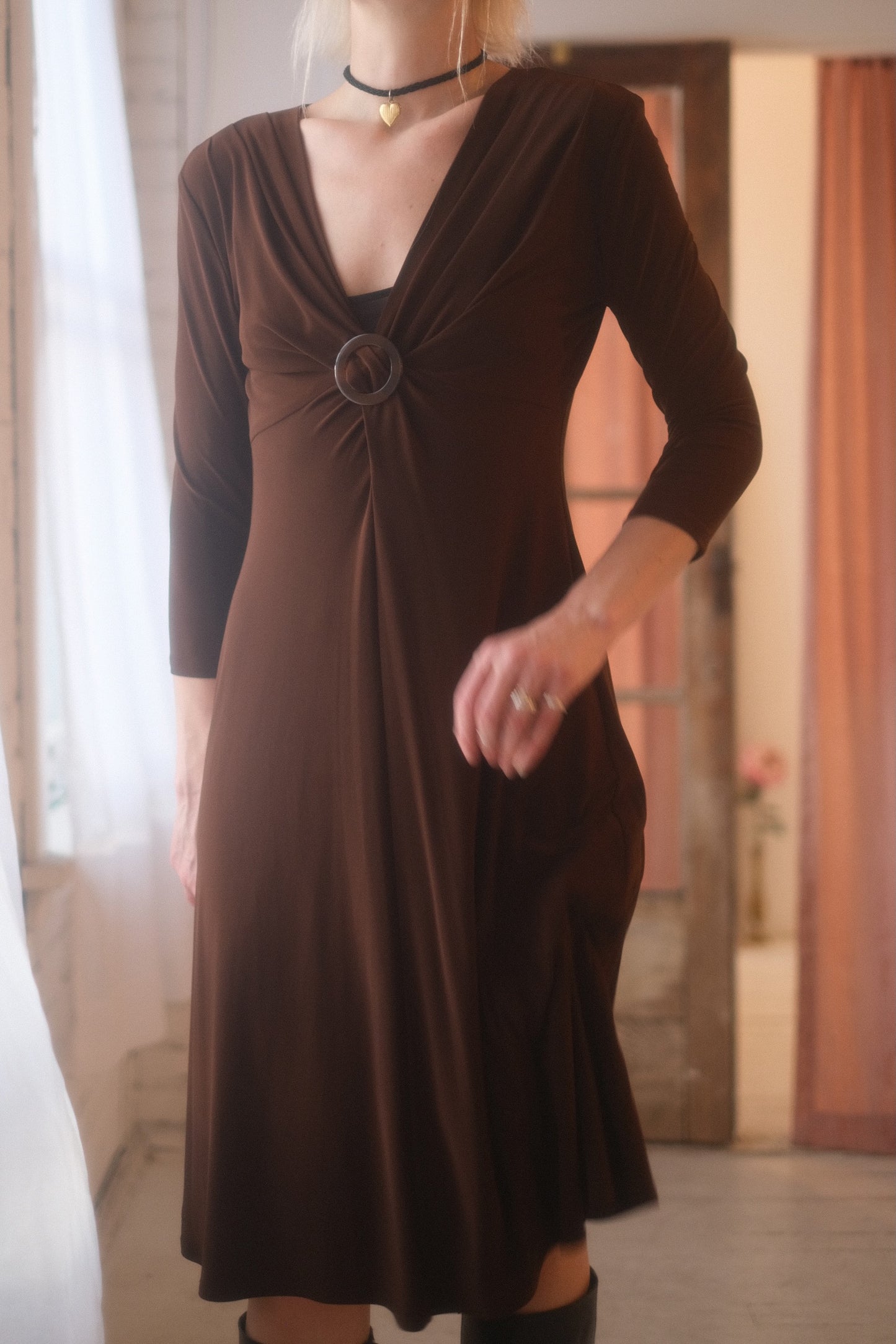 2000s Mocha Gathered Dress