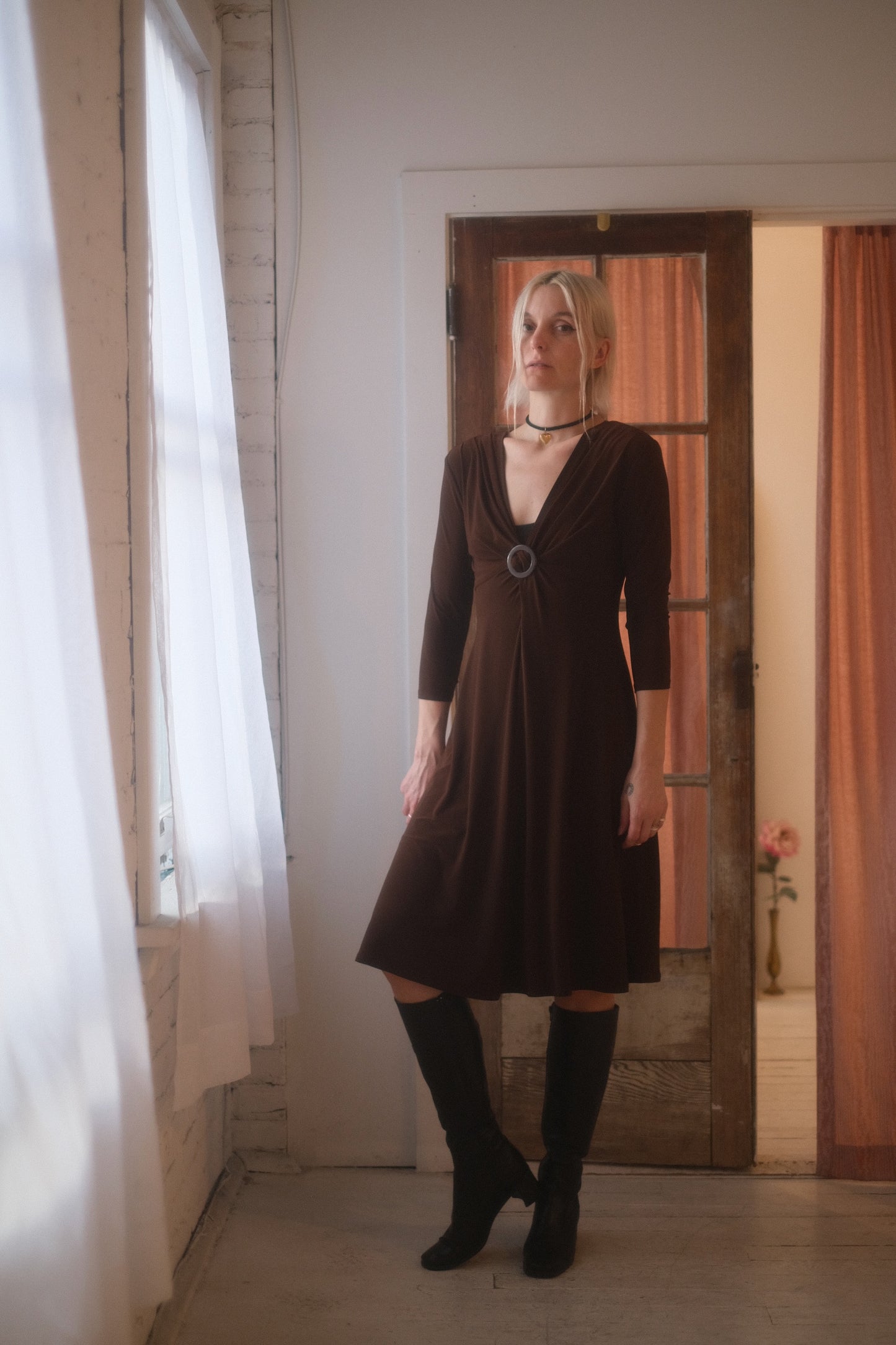 2000s Mocha Gathered Dress