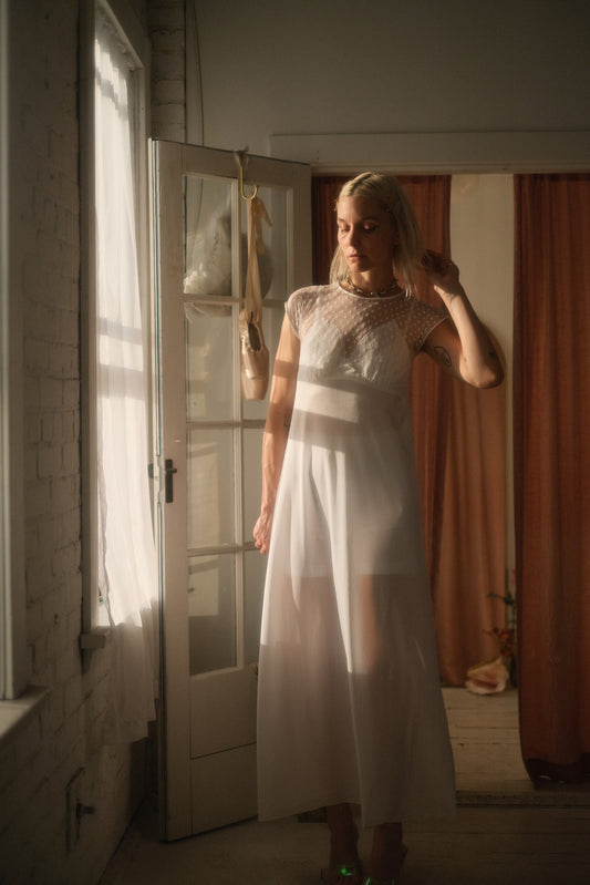 1970s Veiled Lounge Gown