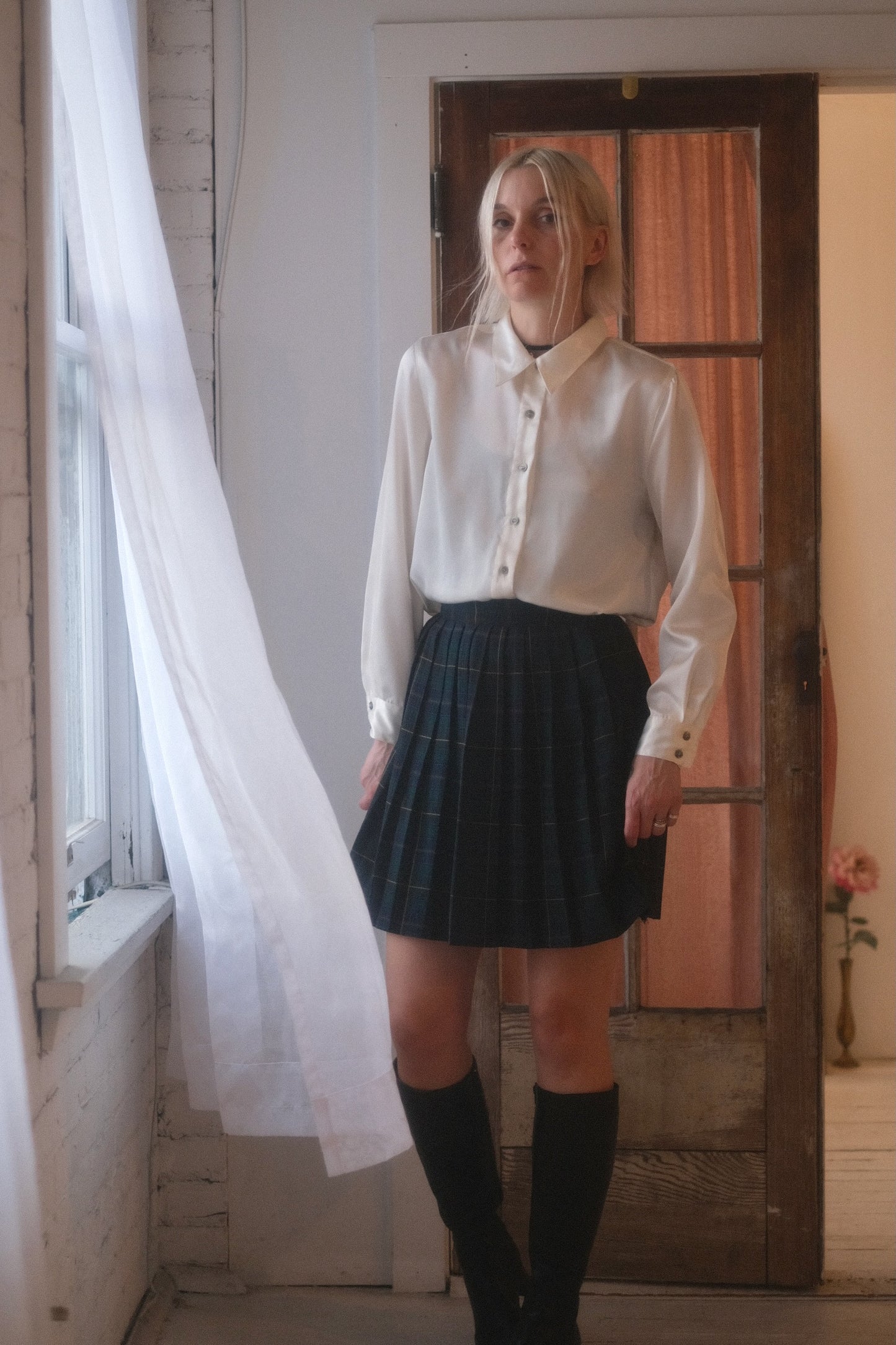 1990s Satin Oxford Blouse