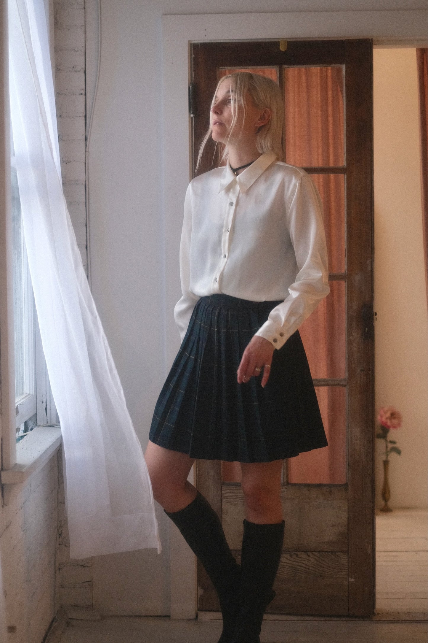 1990s Satin Oxford Blouse