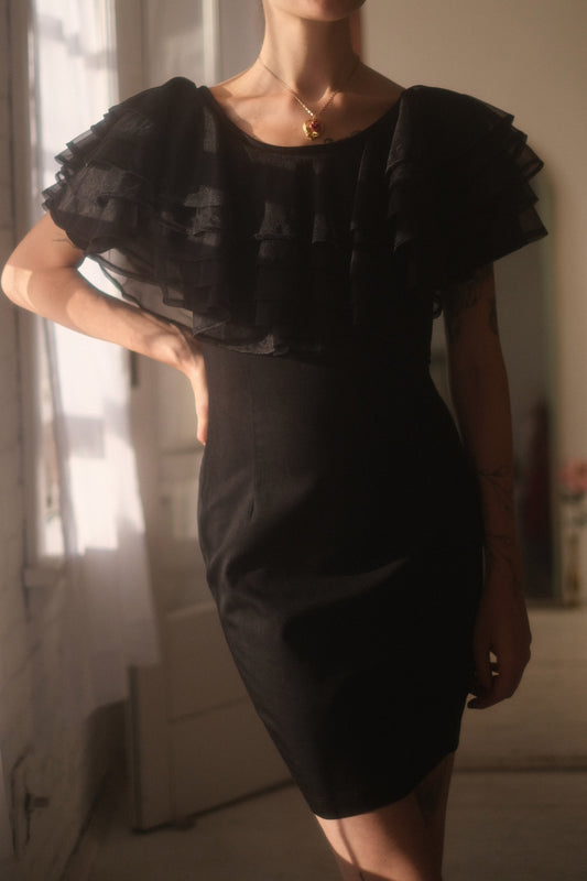 1980s Ruffled Mini Dress